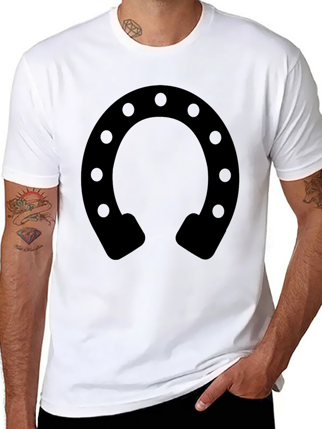 Lucky Horseshoe Graphic T-Shirt - Unisex Black Tee product image 3