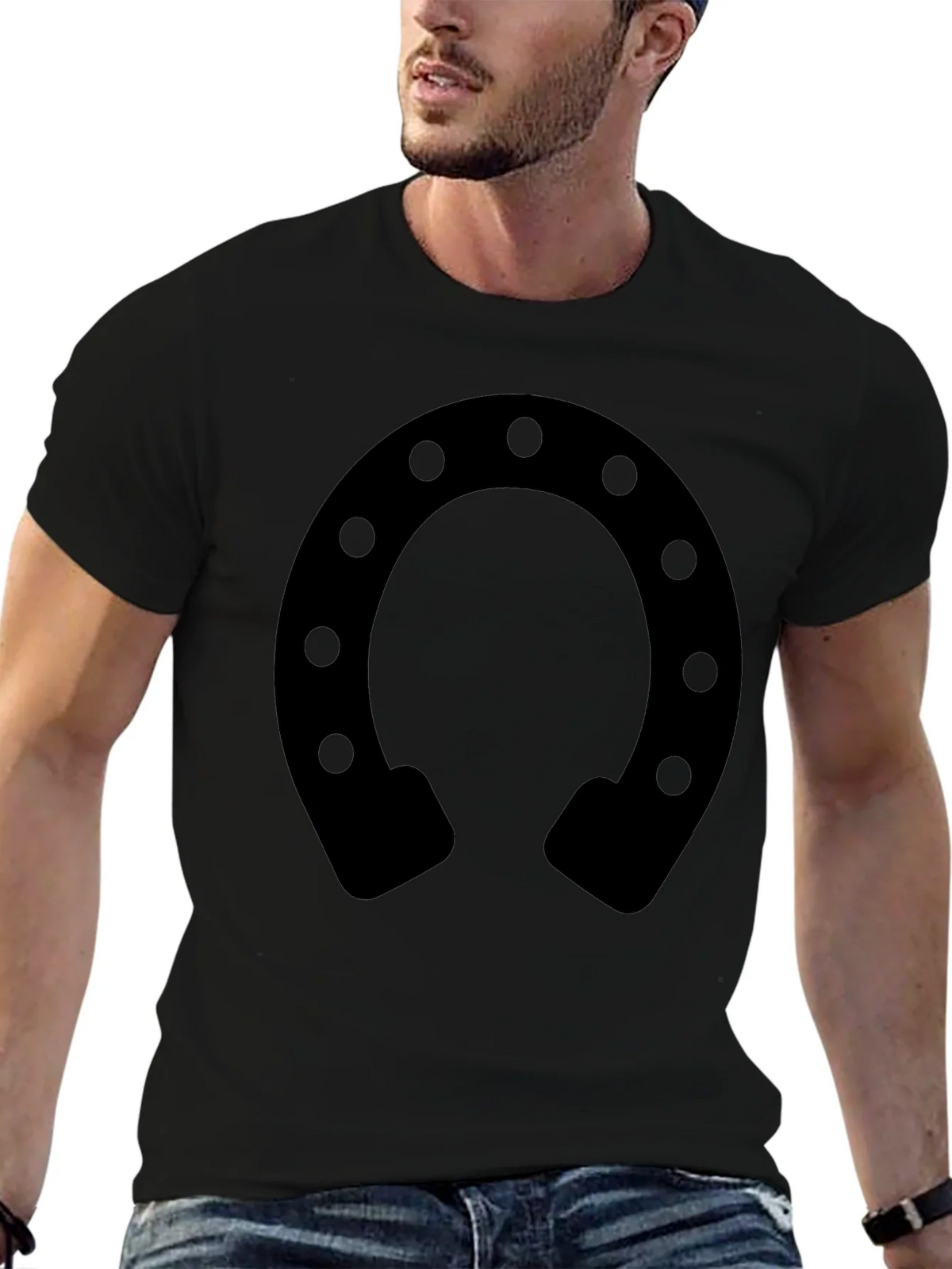Lucky Horseshoe Graphic T-Shirt - Unisex Black Tee product image 2