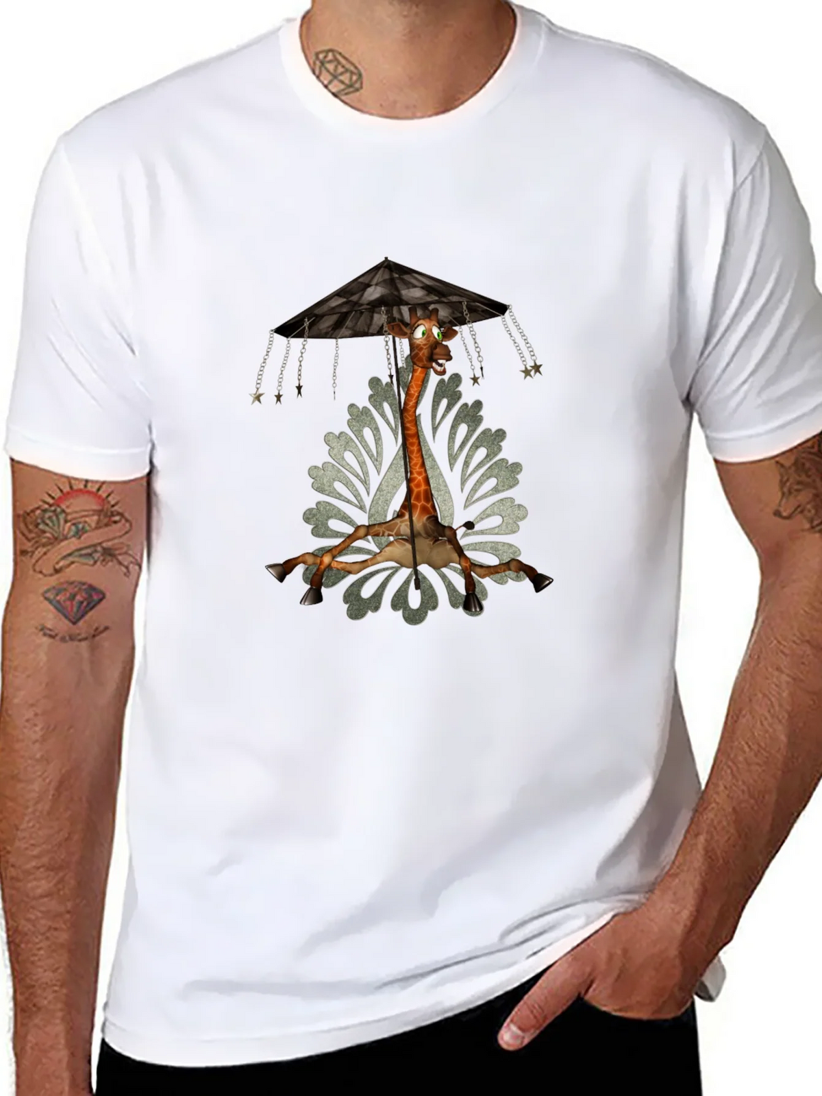 Giraffe Carousel T-Shirt - Unique Graphic Tee product image 1