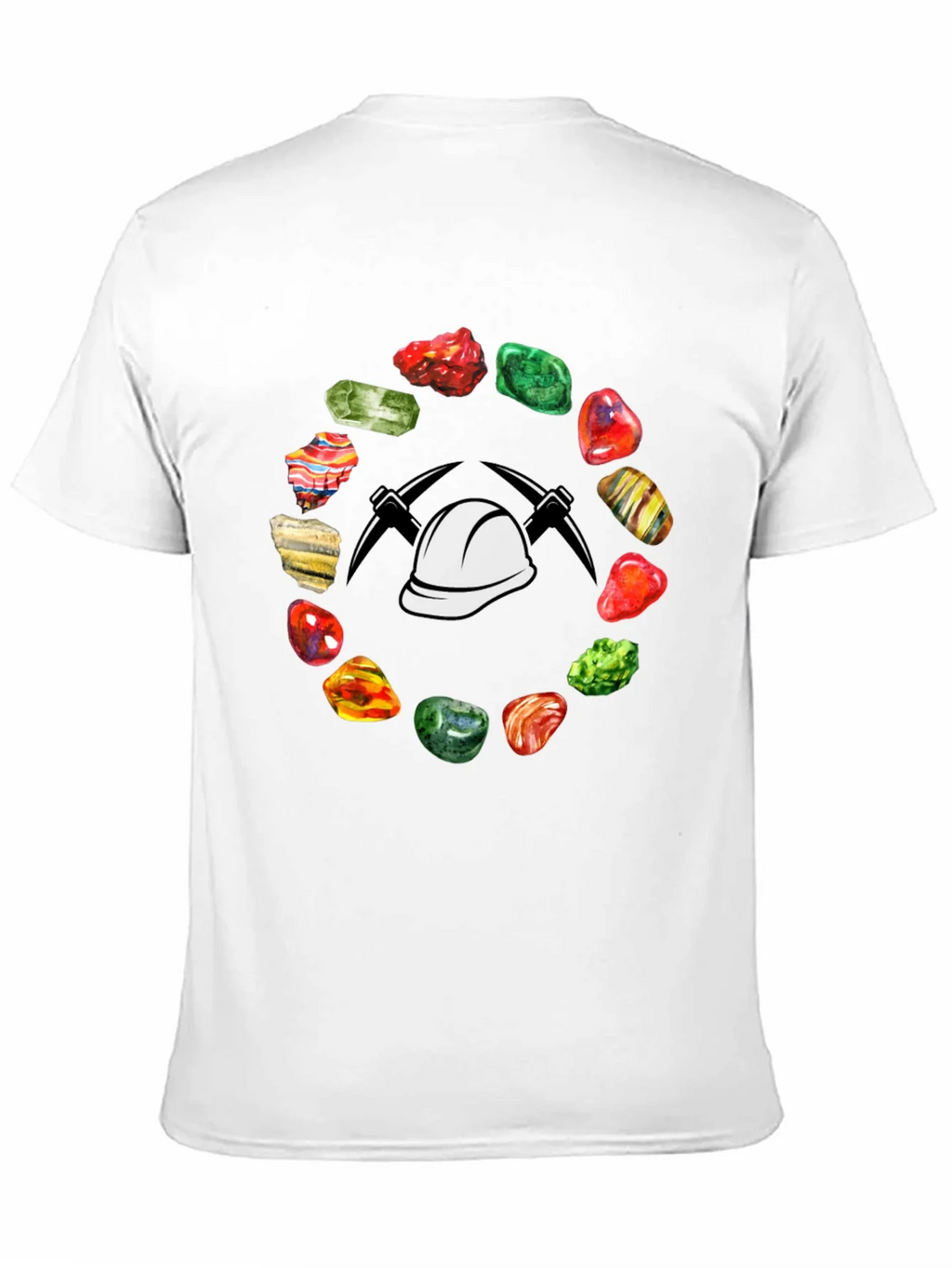 Miner T-Shirt: Gemstone Circle with Hard Hat & Pickaxes