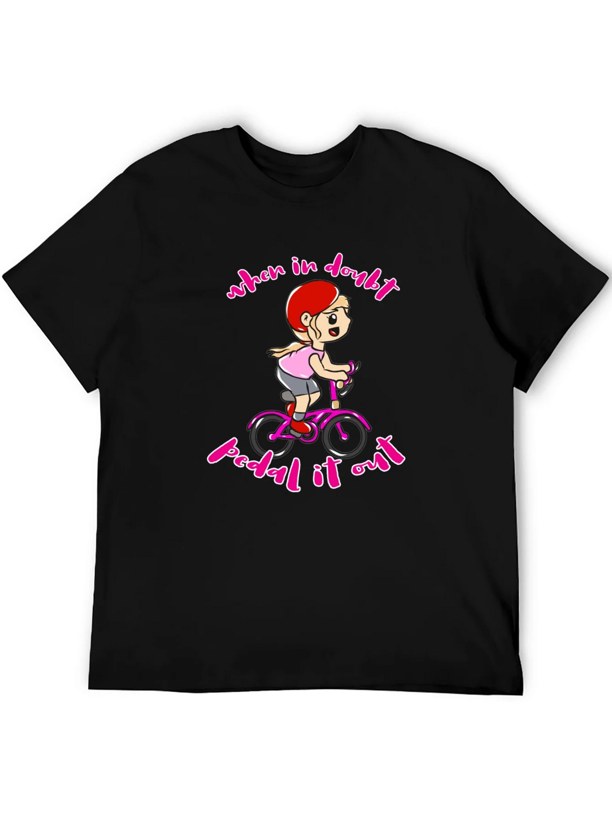When In Doubt Pedal It Out Black T-Shirt product image 5
