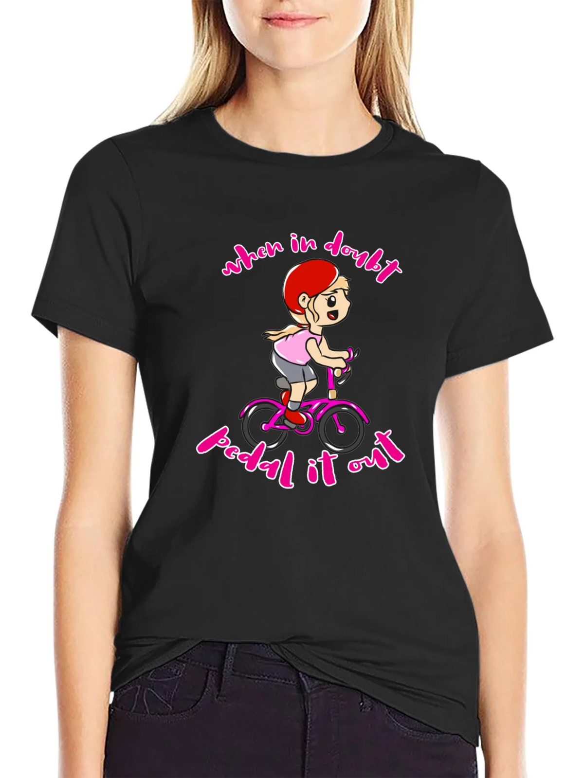When In Doubt Pedal It Out Black T-Shirt product image 2