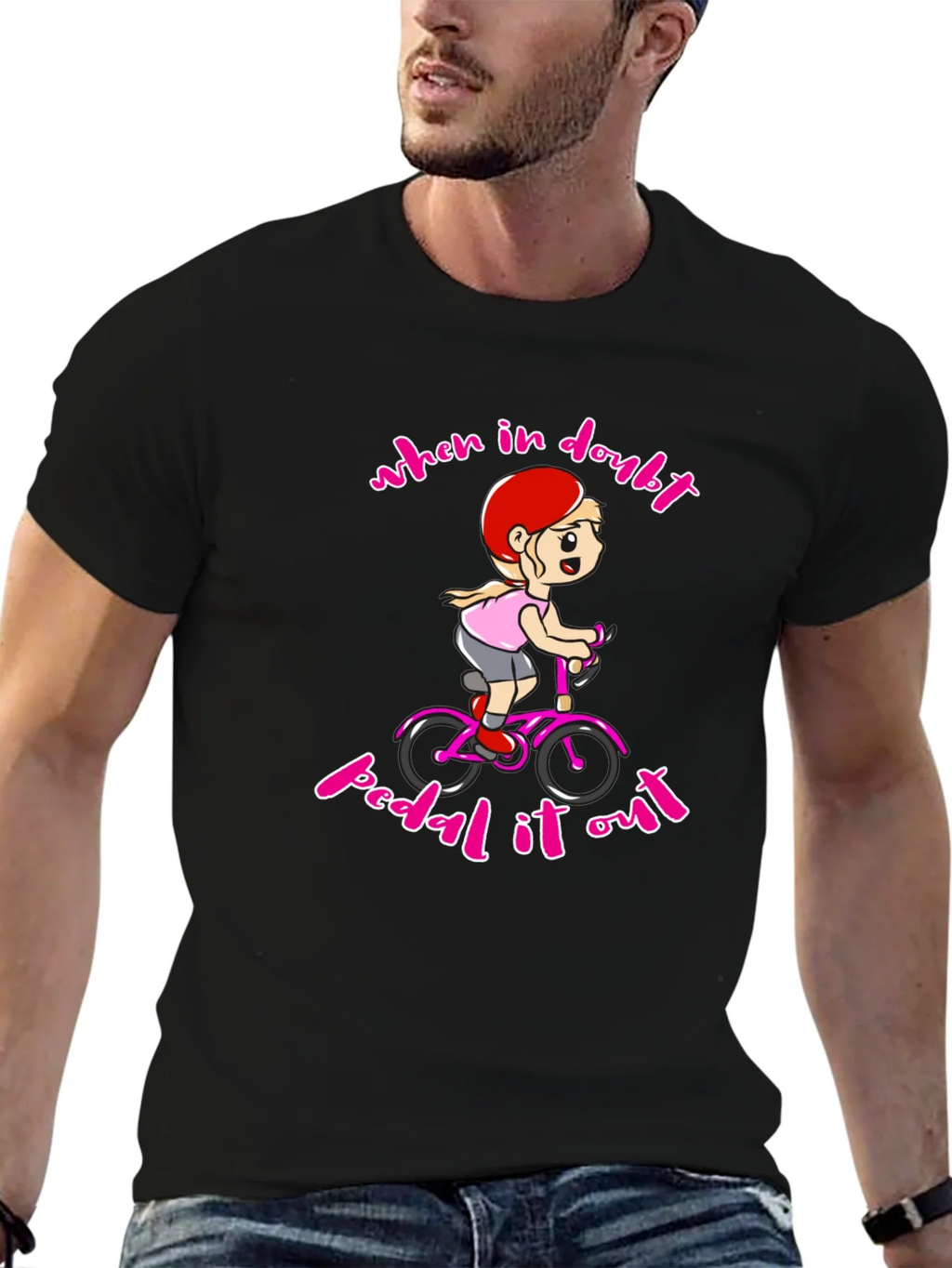 When In Doubt Pedal It Out Black T-Shirt product image 6