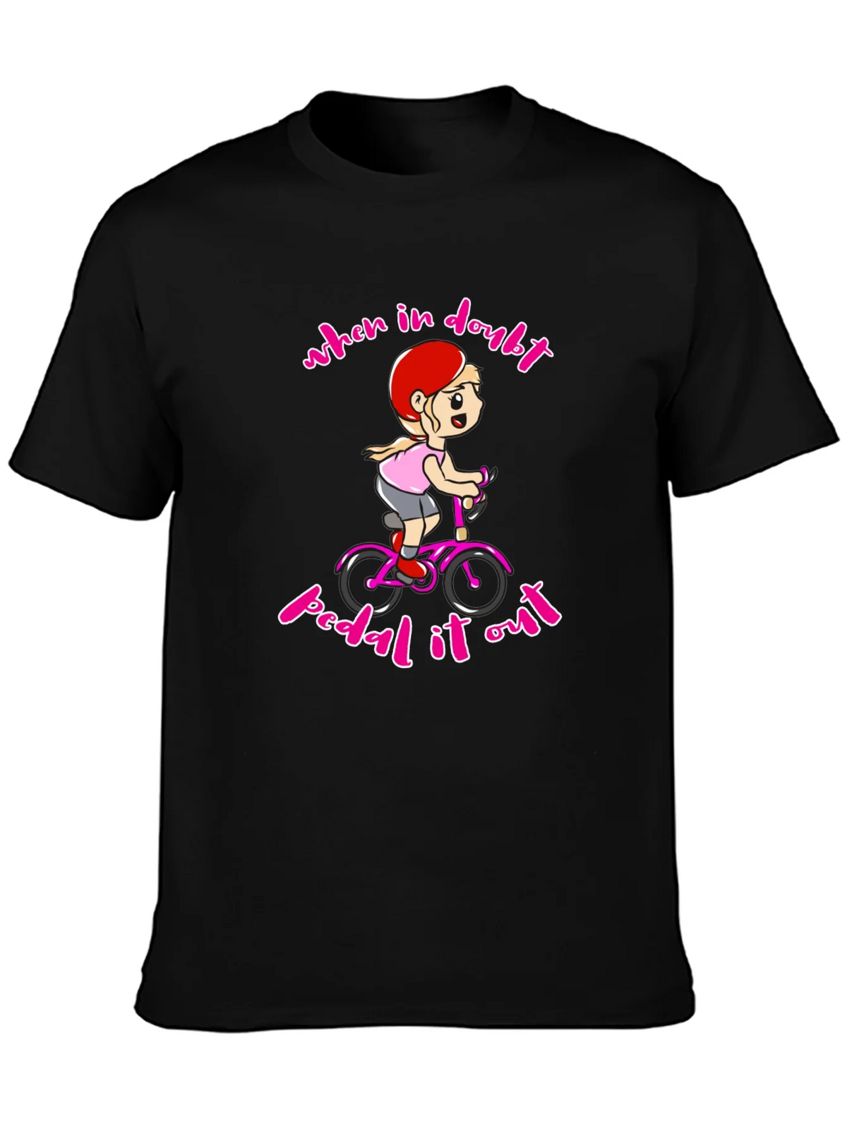 When In Doubt Pedal It Out Black T-Shirt product image 3