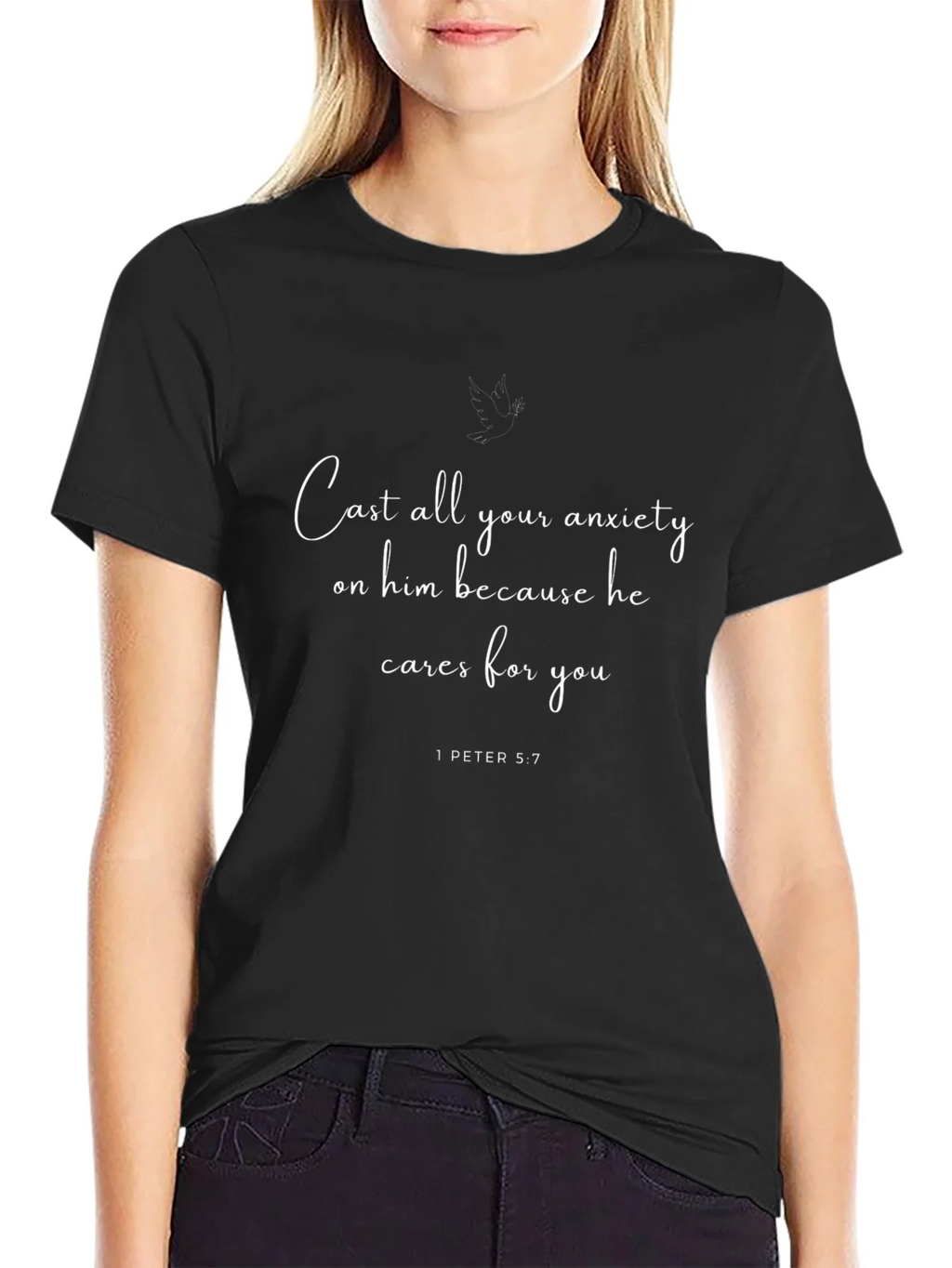 Anxiety Relief T-Shirt - 1 Peter 5:7 Christian Tee product image 1