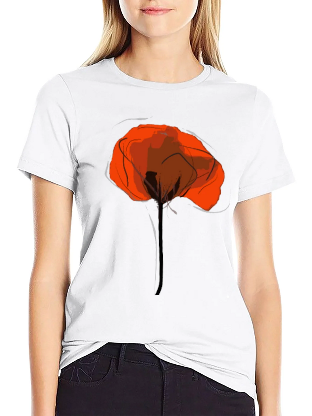 Abstract Poppy Graphic Print Black T-Shirt product image 5