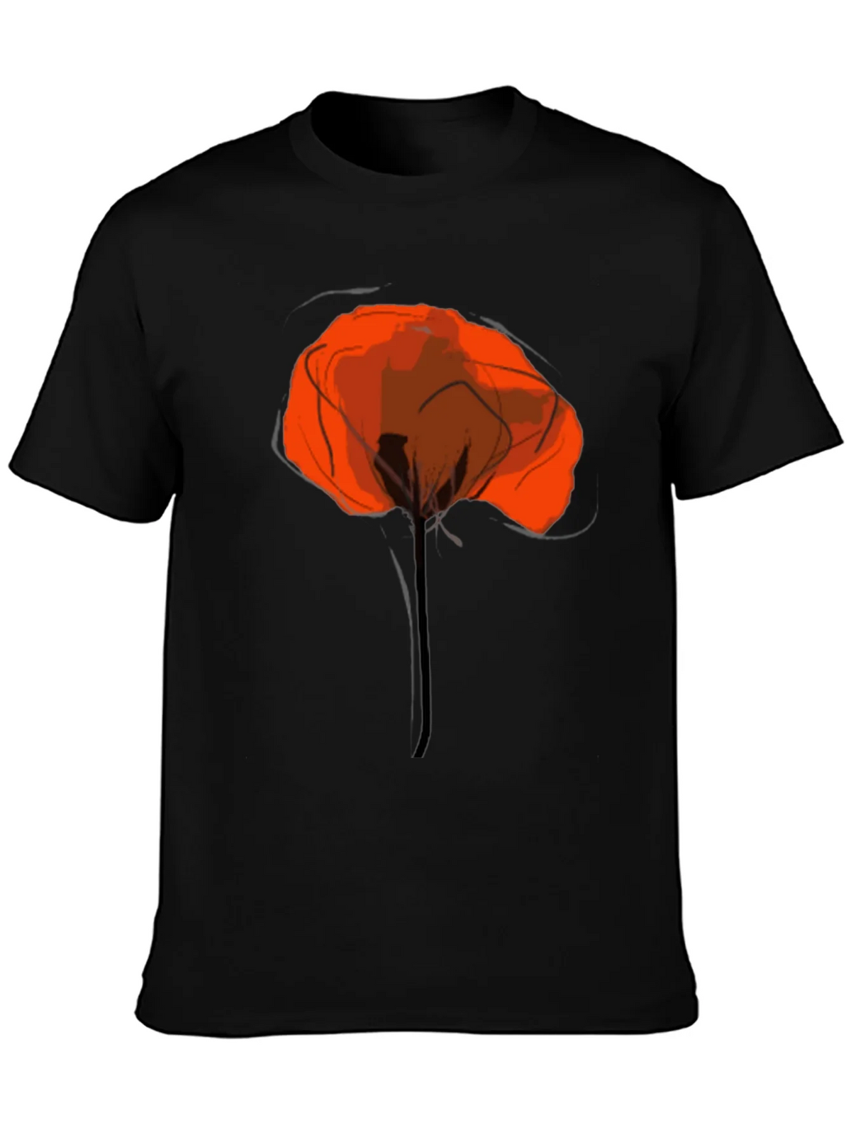 Abstract Poppy Graphic Print Black T-Shirt product image 3