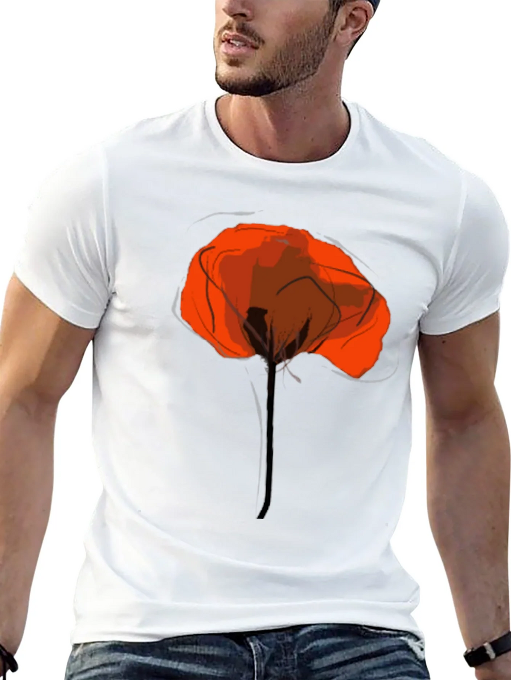 Abstract Poppy Graphic Print Black T-Shirt product image 9