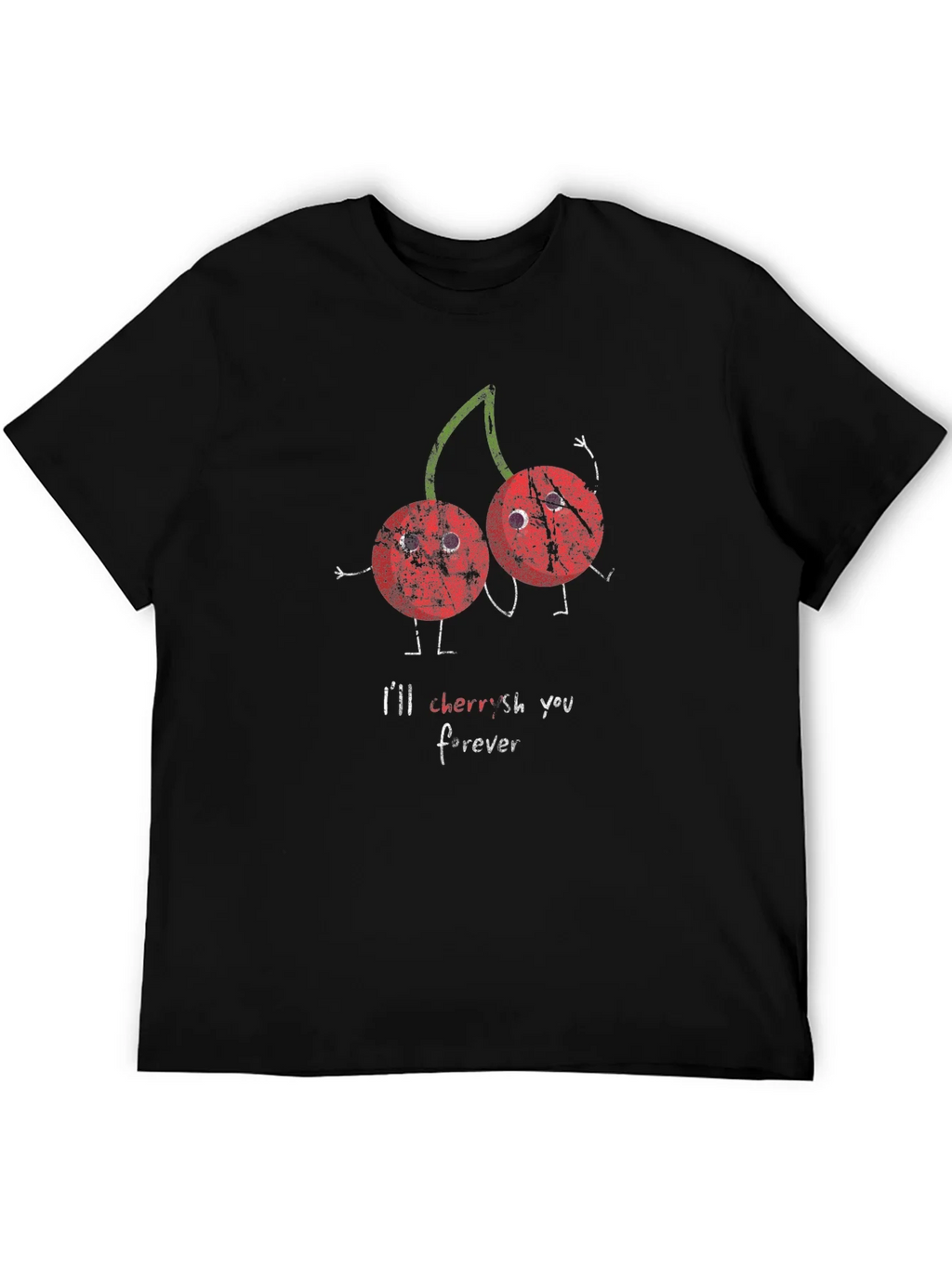 Cherries Ill Cherish You Forever Black Graphic T-Shirt product image 5