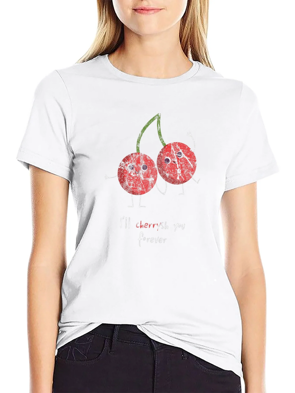 Cherries Ill Cherish You Forever Black Graphic T-Shirt product image 8