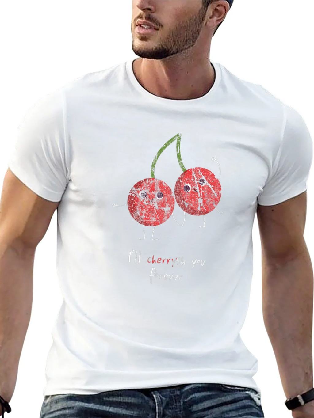 Cherries Ill Cherish You Forever Black Graphic T-Shirt product image 12