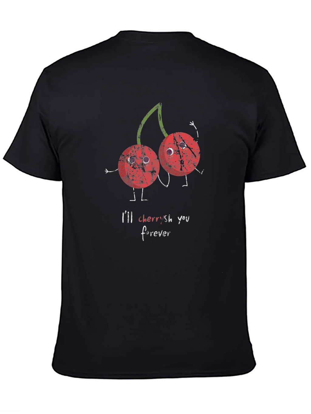 Cherries Ill Cherish You Forever Black Graphic T-Shirt product image 4