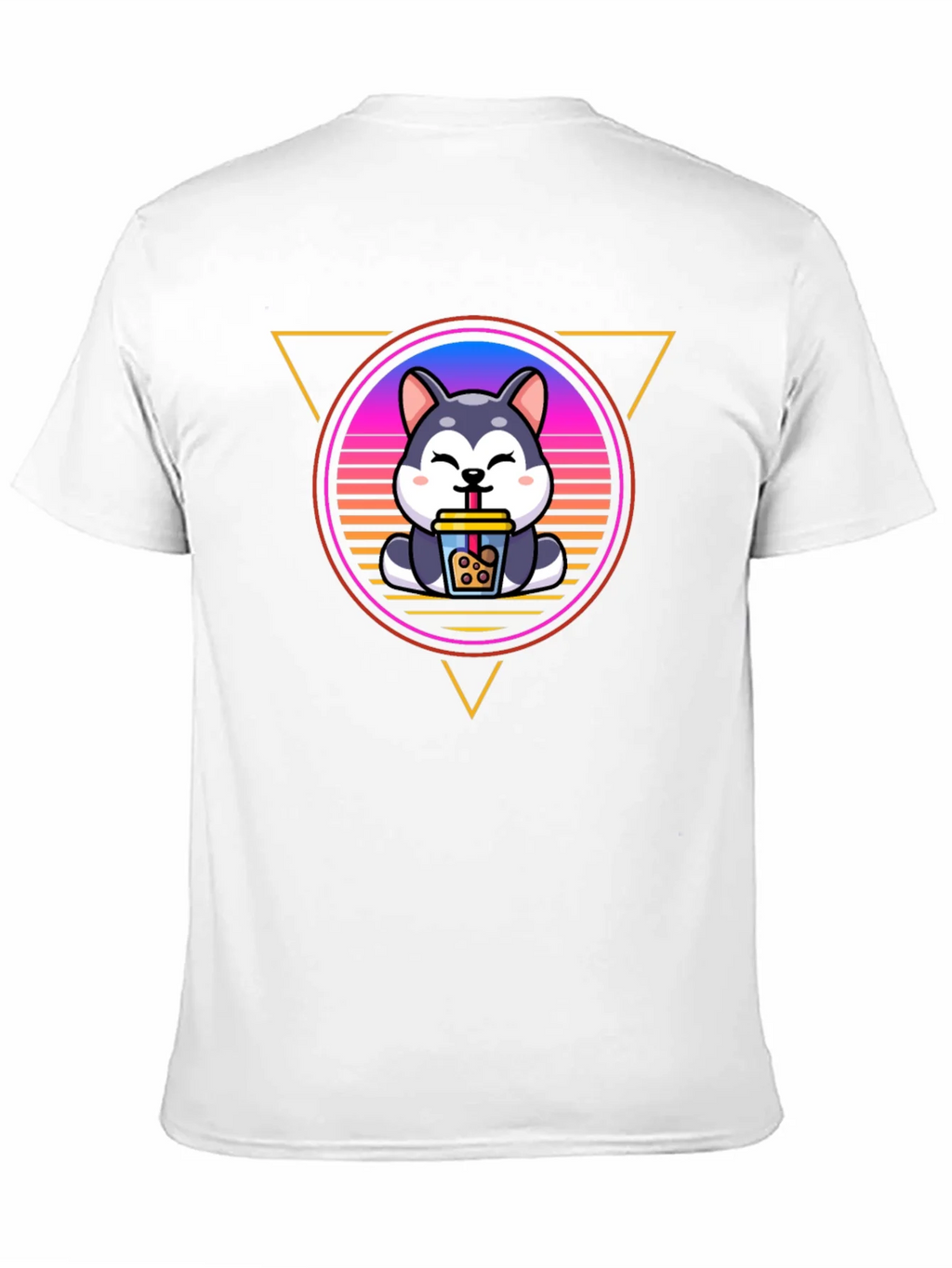 Cute Husky Boba Tea Graphic Black T-Shirt product image 5