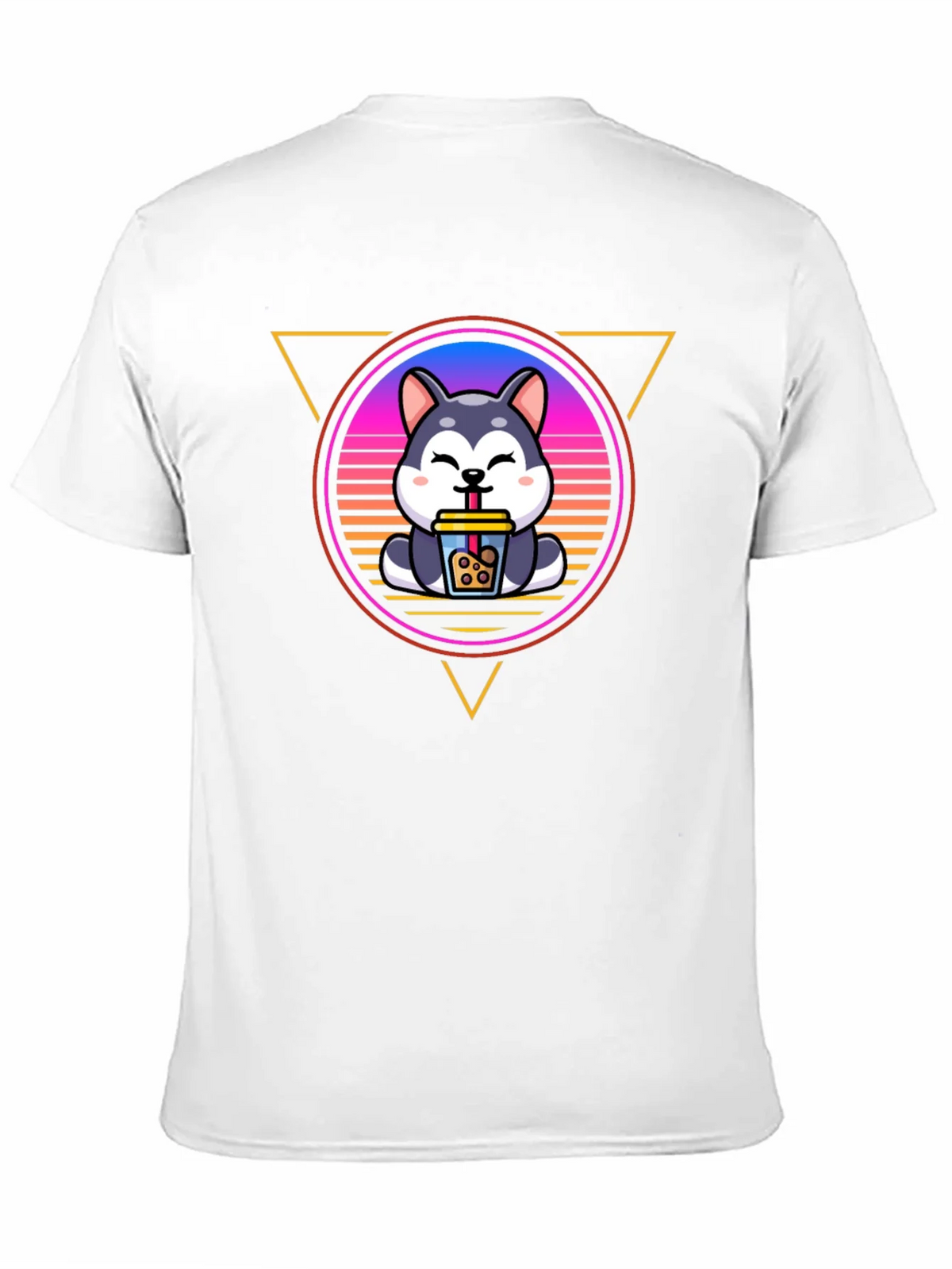 Cute Husky Boba Tea Graphic Black T-Shirt product image 5