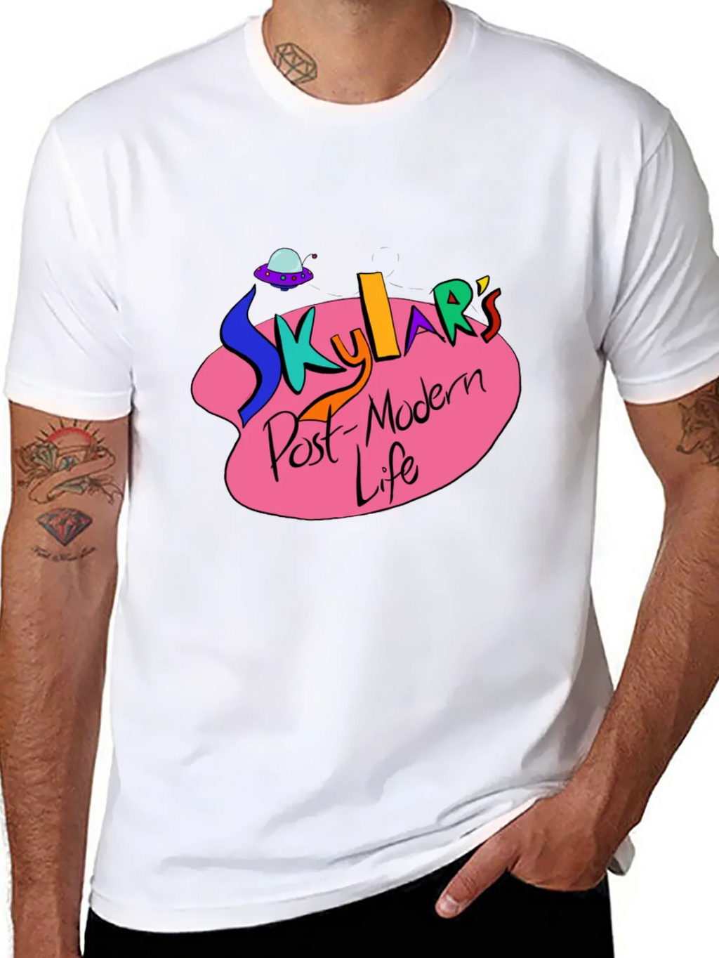 Skylars Post-Modern Life Black Graphic T-Shirt product image 5