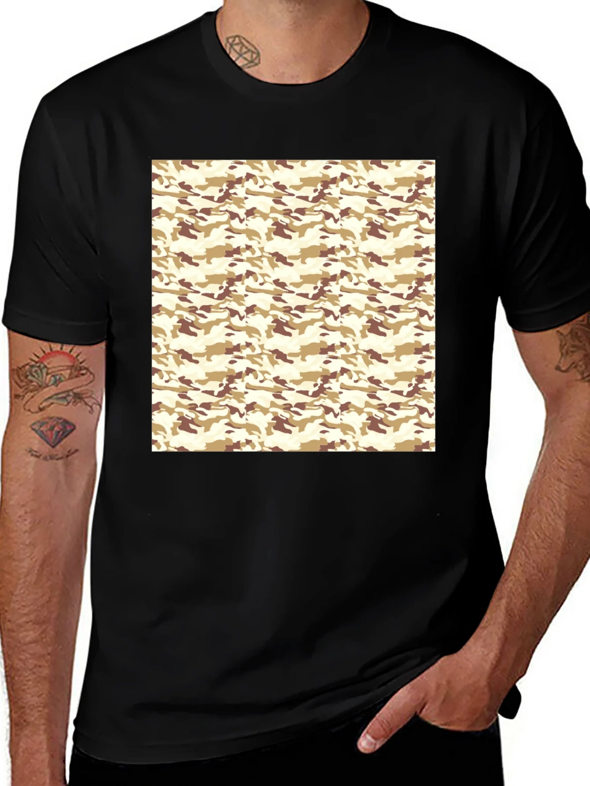 Camo Pattern Black T-Shirt product image 1