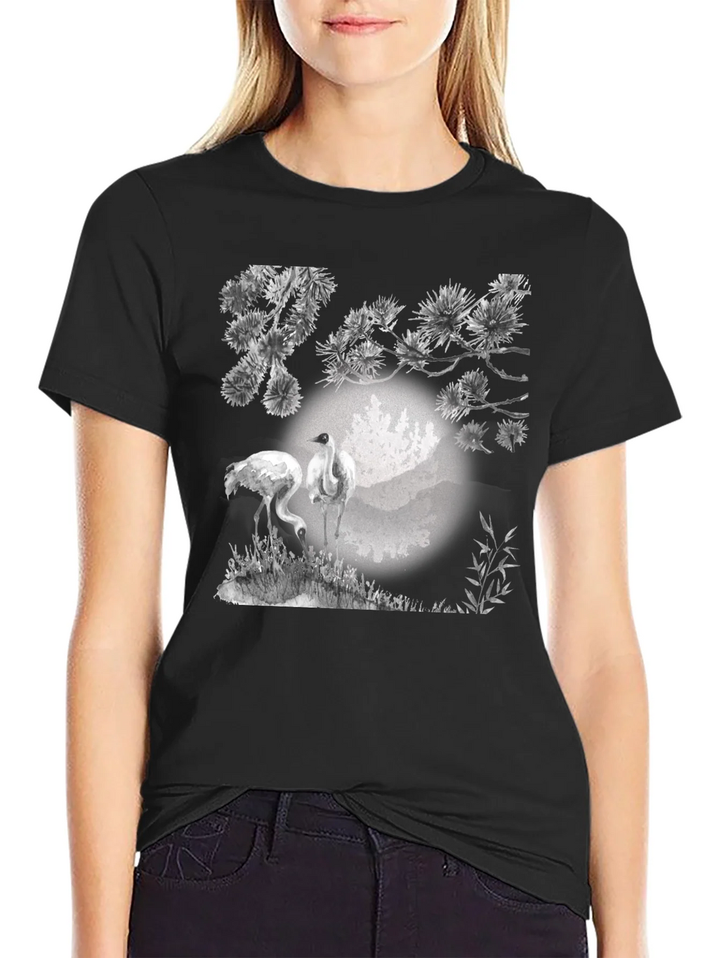Crane and Pine T-Shirt - Black product image 2