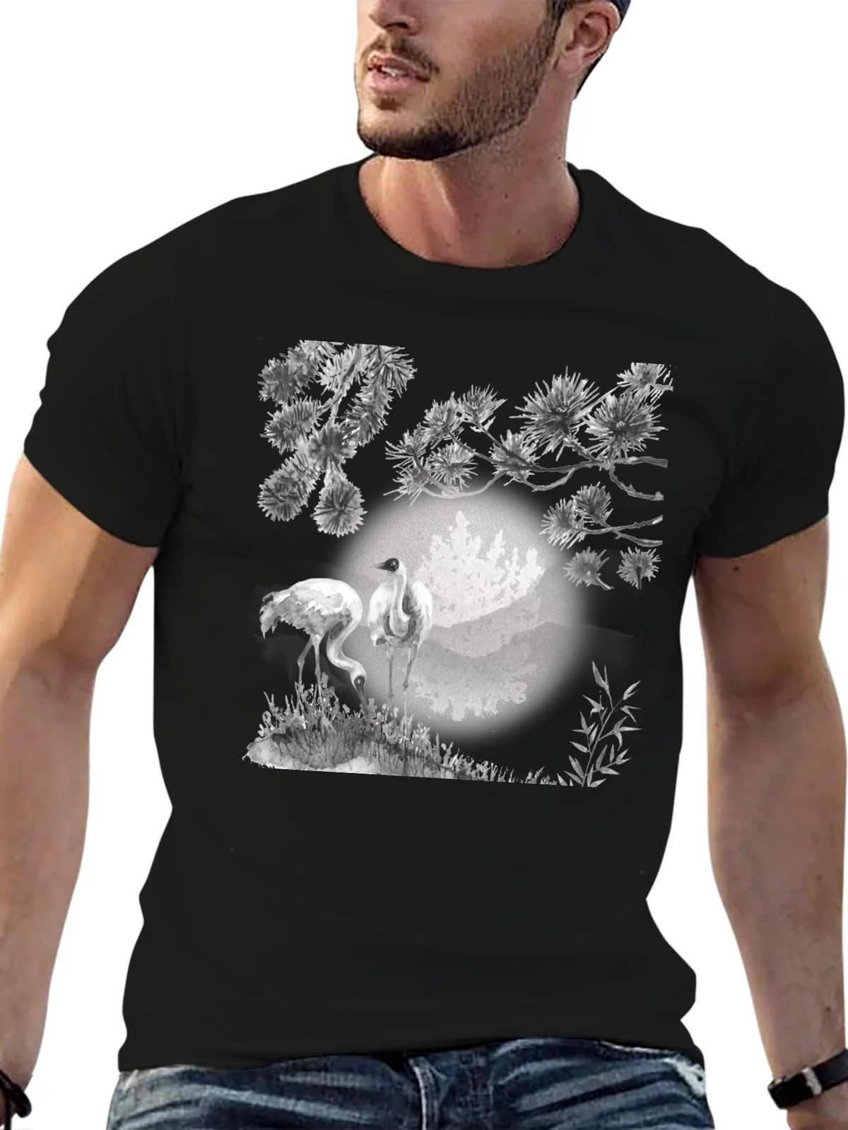 Crane and Pine T-Shirt - Black product image 6