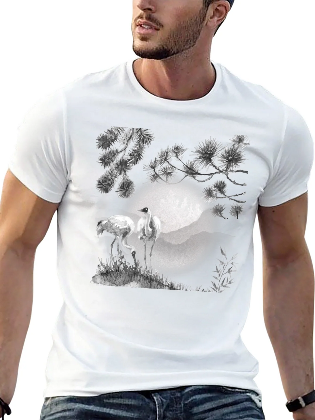 Crane and Pine T-Shirt - Black product image 12