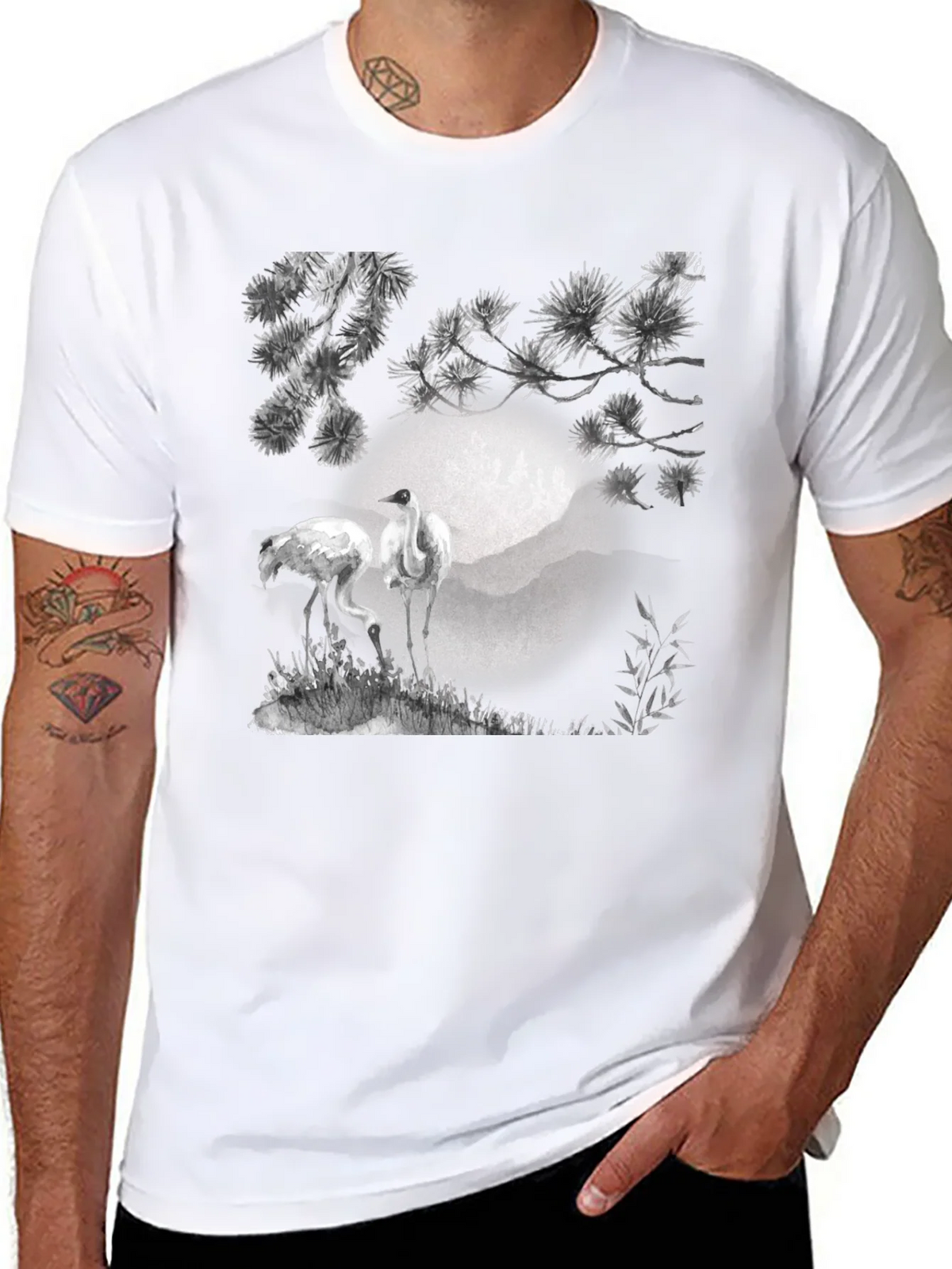 Crane and Pine T-Shirt - Black product image 7
