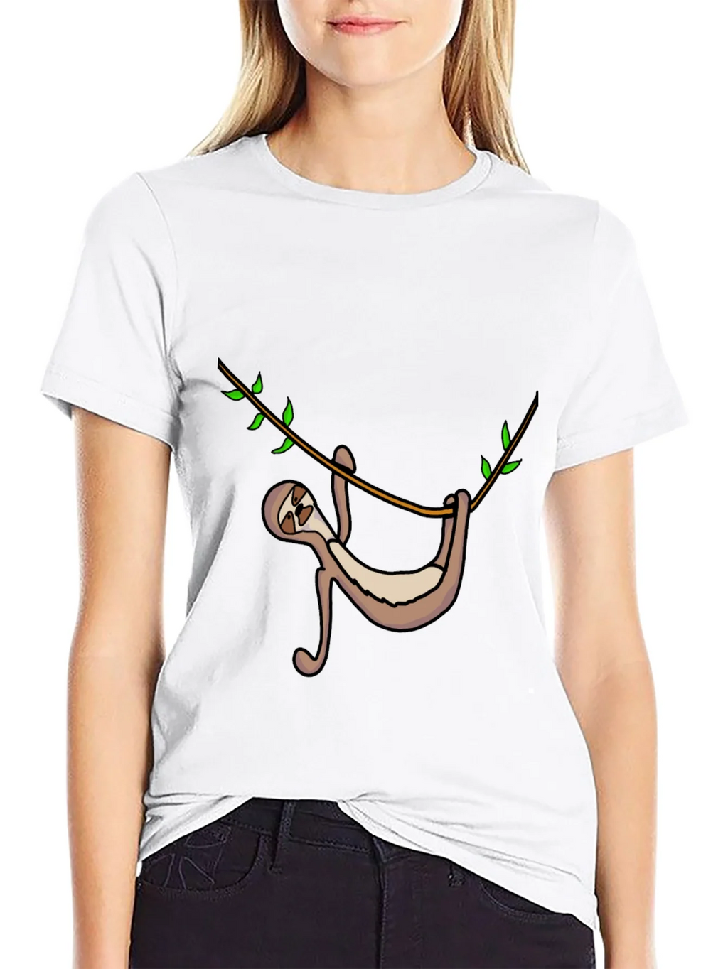 Sloth Hanging On Tree Branch Graphic Tee product image 5