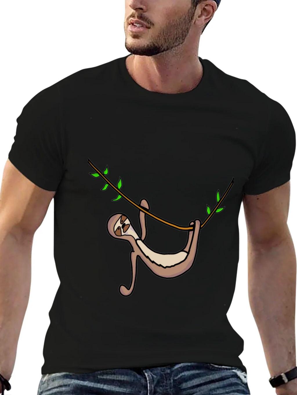 Sloth Hanging On Tree Branch Graphic Tee product image 3