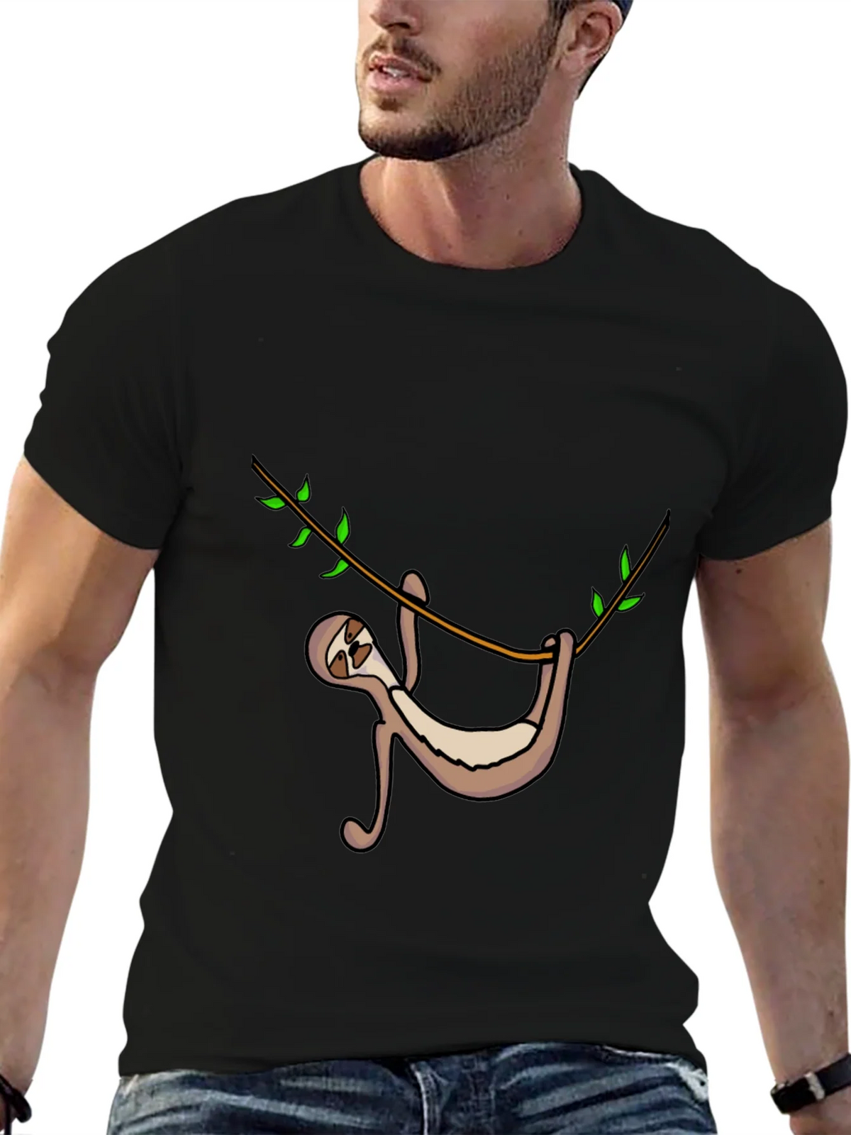 Sloth Hanging On Tree Branch Graphic Tee product image 3