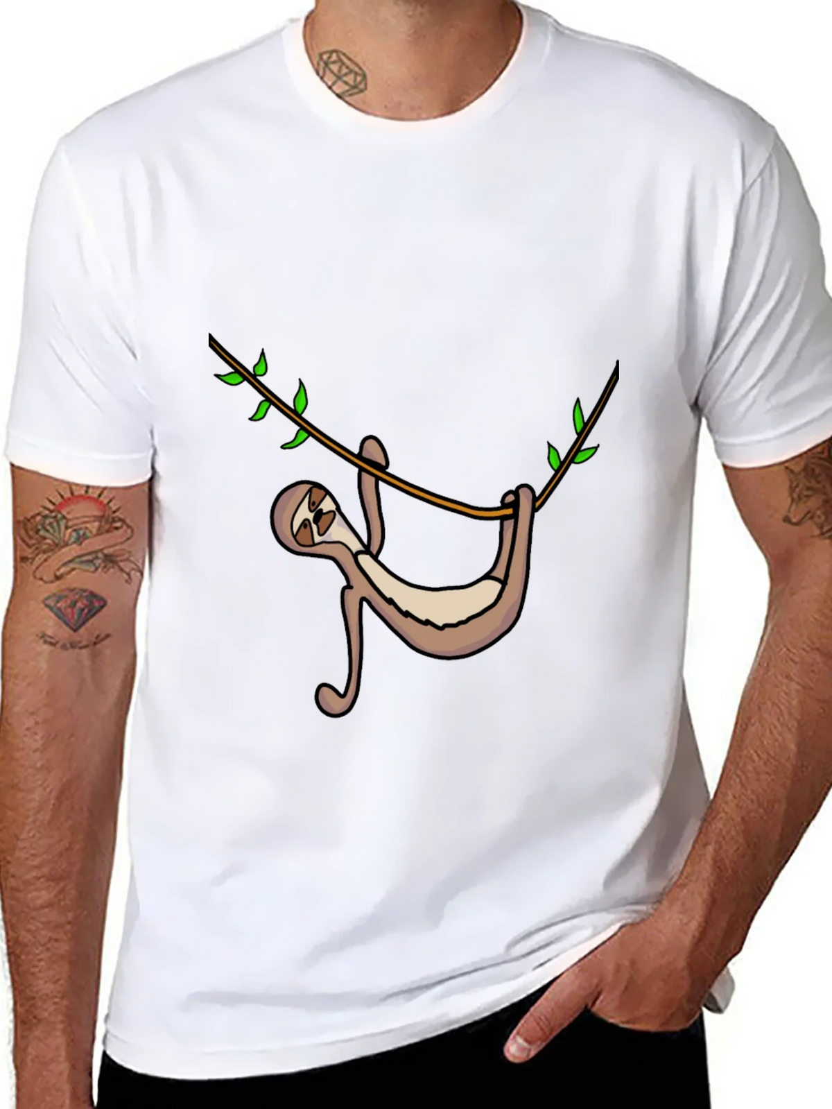 Sloth Hanging On Tree Branch Graphic Tee product image 4