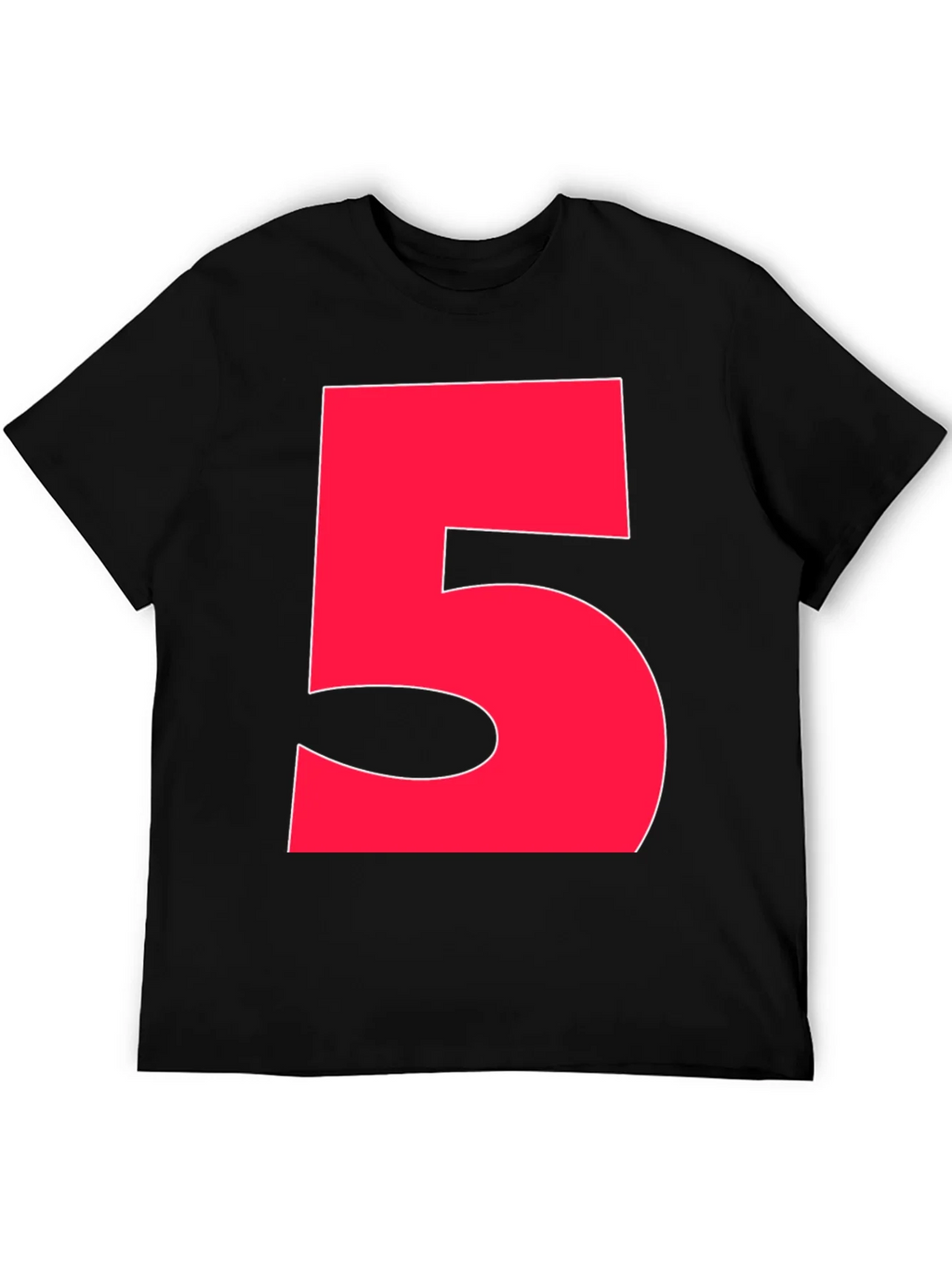 Bold Red Number 5 Graphic Tee - Black product image 5
