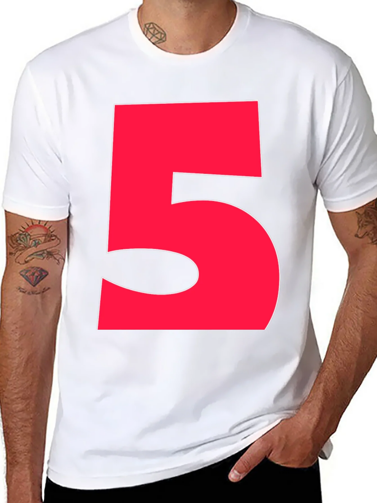 Bold Red Number 5 Graphic Tee - Black product image 7