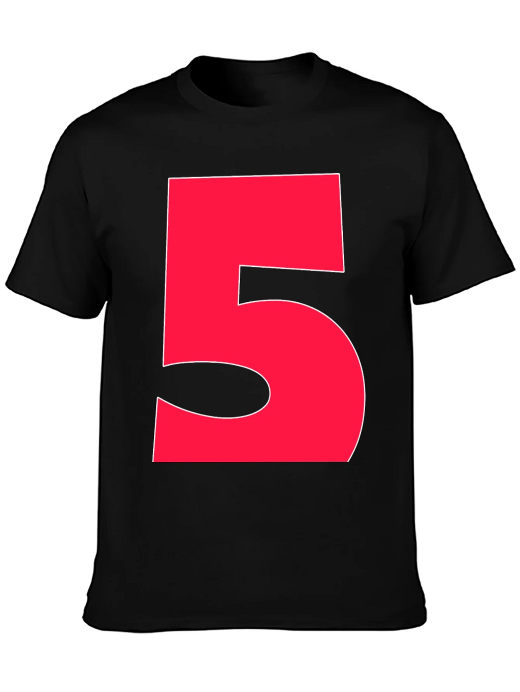 Bold Red Number 5 Graphic Tee - Black product image 3