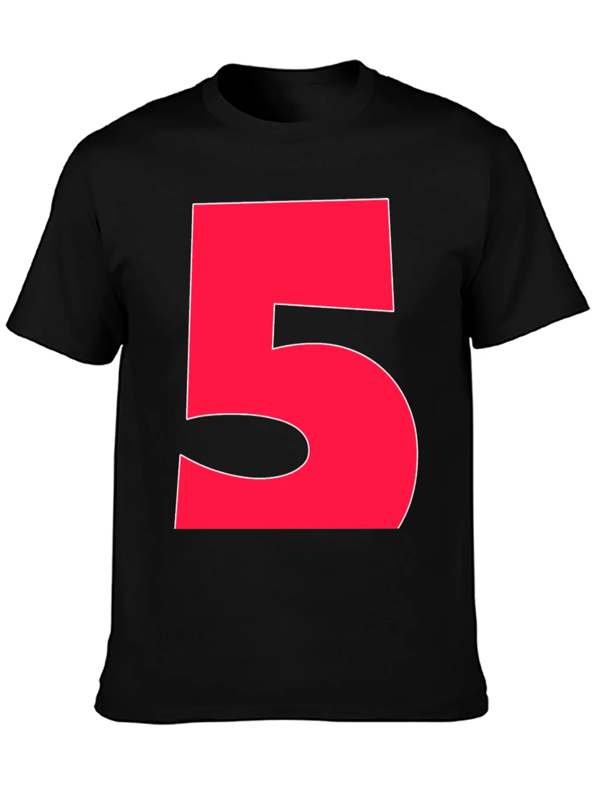 Bold Red Number 5 Graphic Tee - Black product image 3