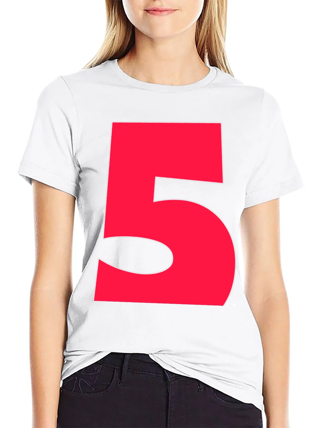 Bold Red Number 5 Graphic Tee - Black product image 8