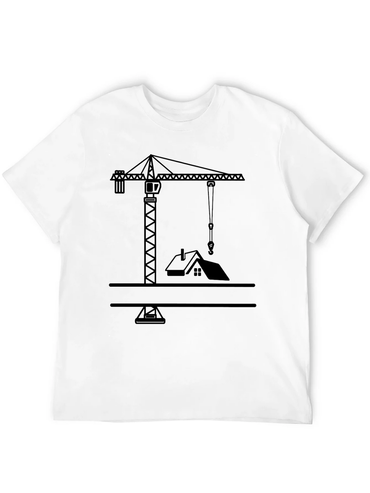Construction Crane Graphic Tee - Black Cotton Shirt product image 3