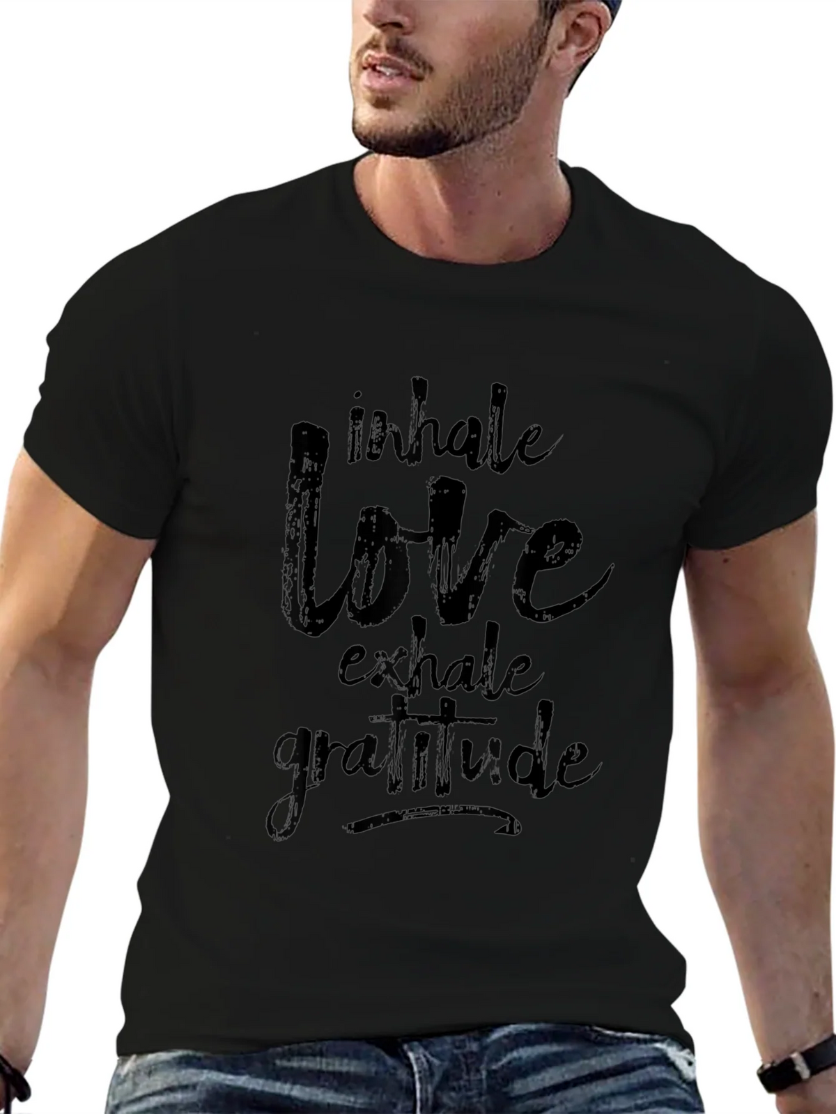 Inhale Love Graphic Black T-Shirt product image 6