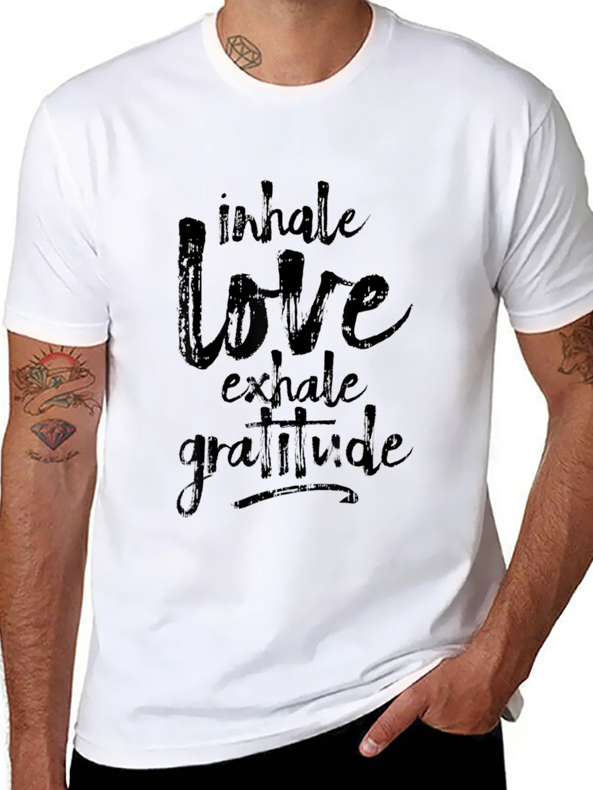 Inhale Love Graphic Black T-Shirt product image 7