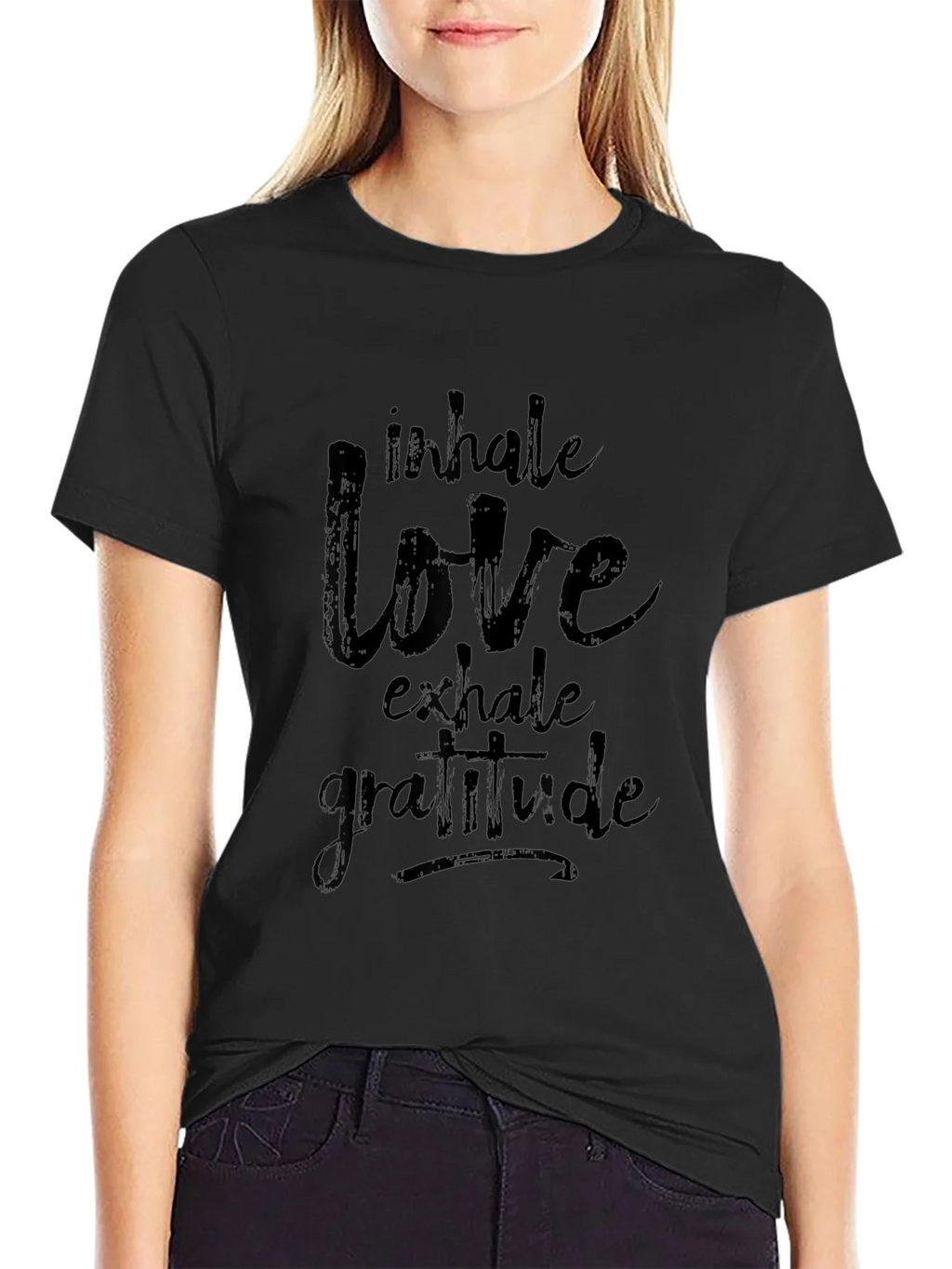 Inhale Love Graphic Black T-Shirt product image 2