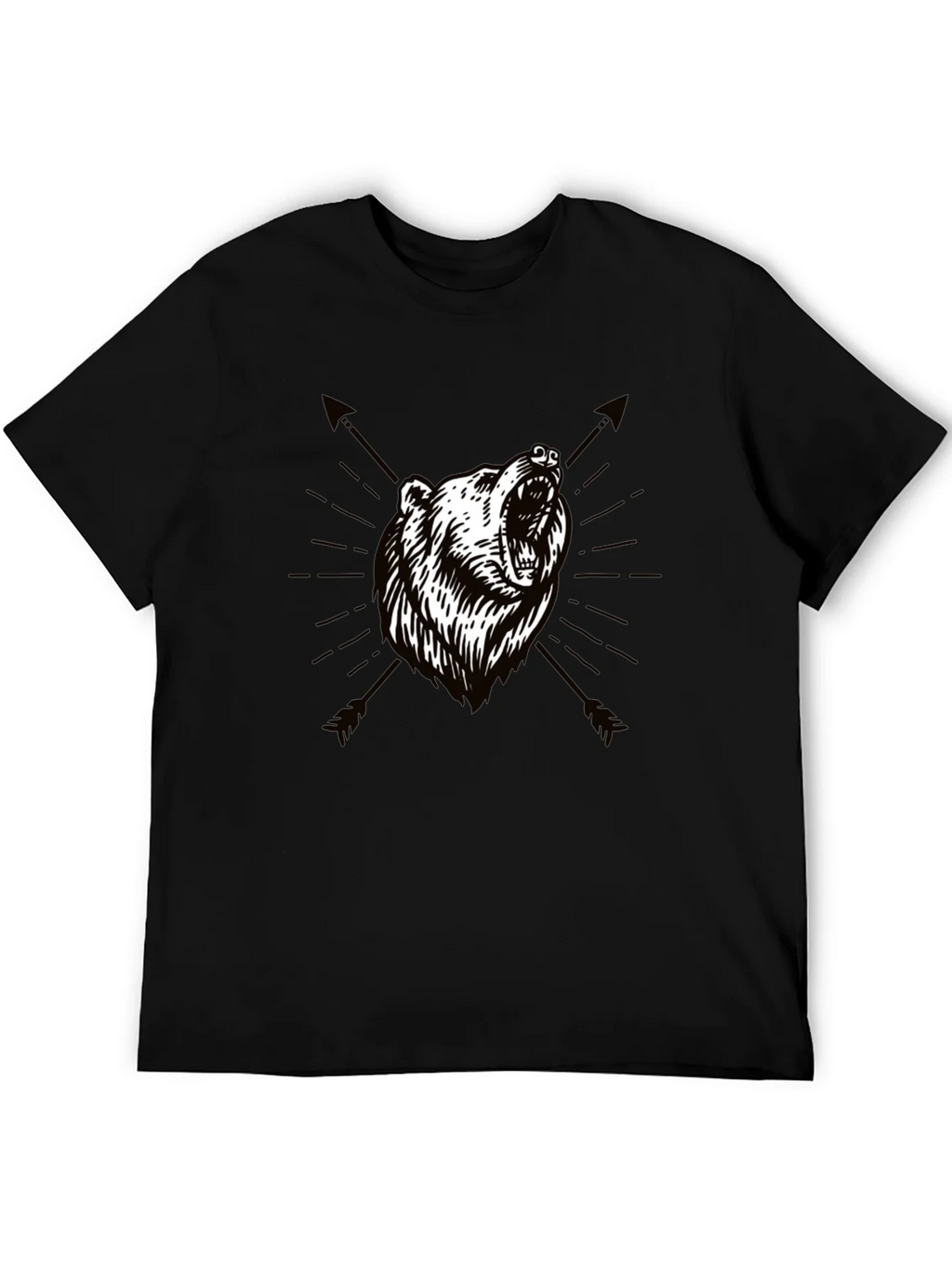 Bear & Arrow Graphic Print Mens Black T-Shirt product image 5