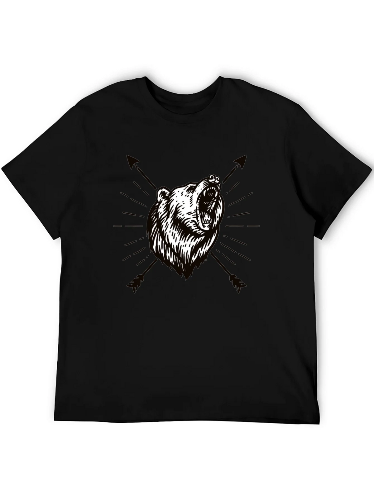Bear & Arrow Graphic Print Mens Black T-Shirt product image 5