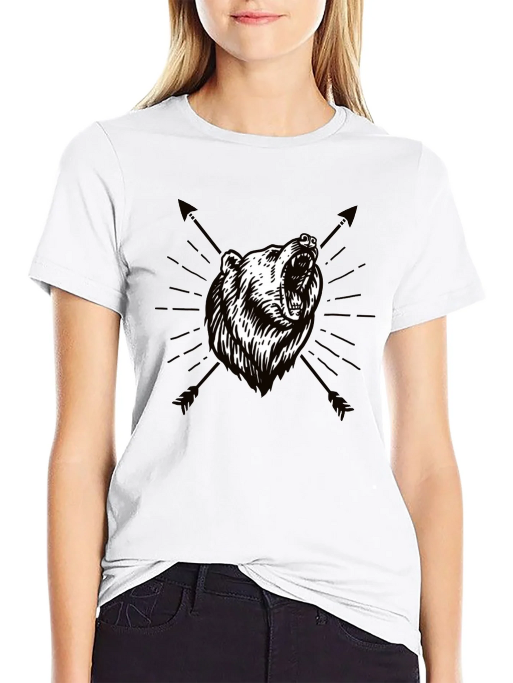 Bear & Arrow Graphic Print Mens Black T-Shirt product image 8