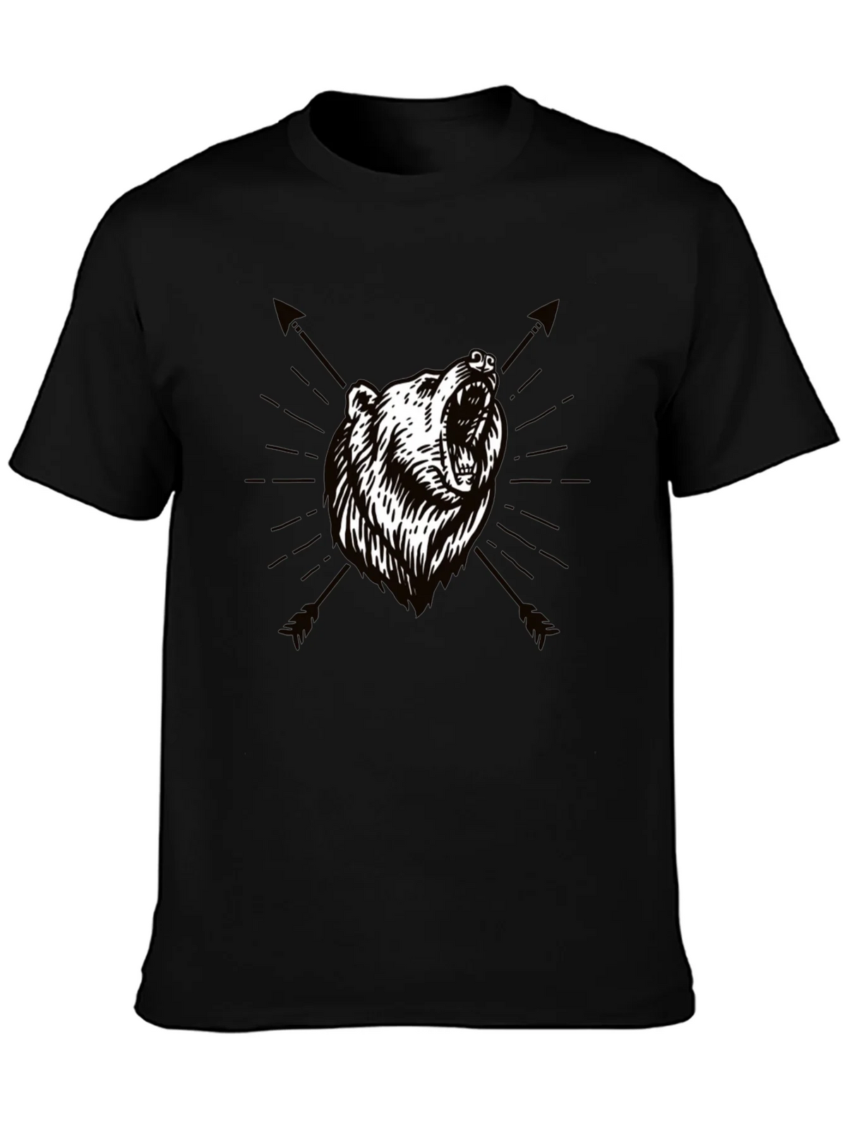 Bear & Arrow Graphic Print Mens Black T-Shirt product image 3
