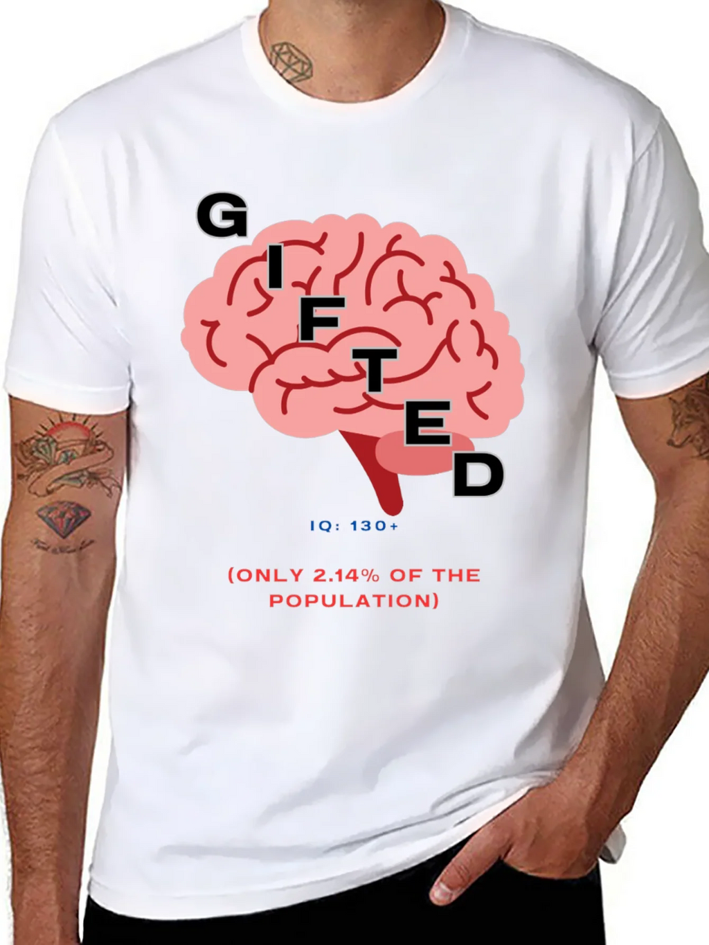 Gifted Brain Graphic Tee - Mens Black T-Shirt IQ 130+ product image 2