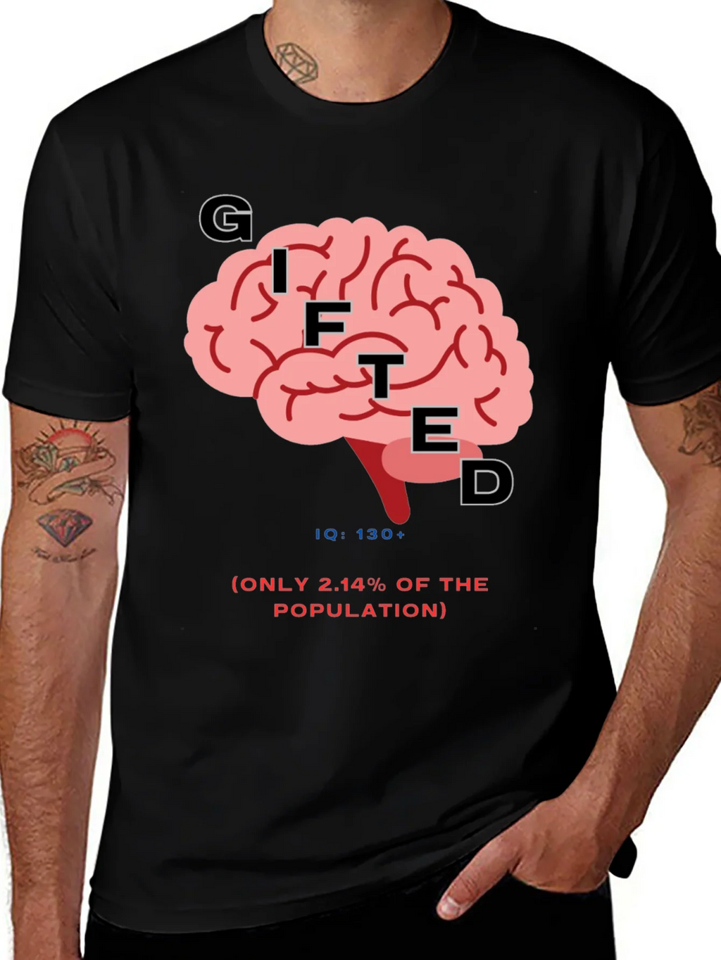 Gifted Brain Graphic Tee - Mens Black T-Shirt IQ 130+ product image 1