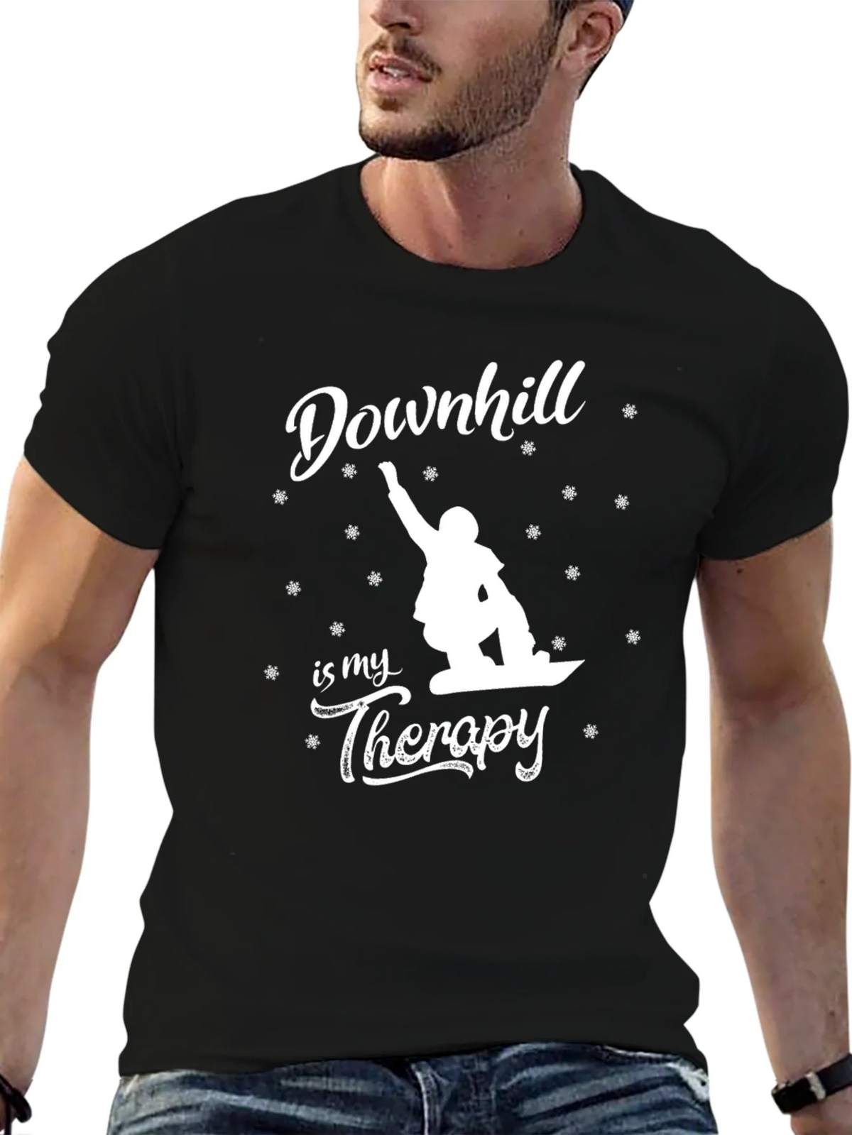 Downhill is My Therapy T-Shirt - Snowboarding Tee product image 6