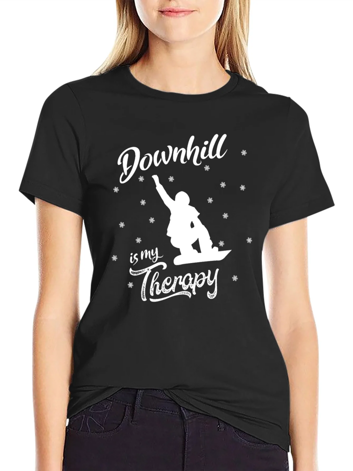 Downhill is My Therapy T-Shirt - Snowboarding Tee product image 2