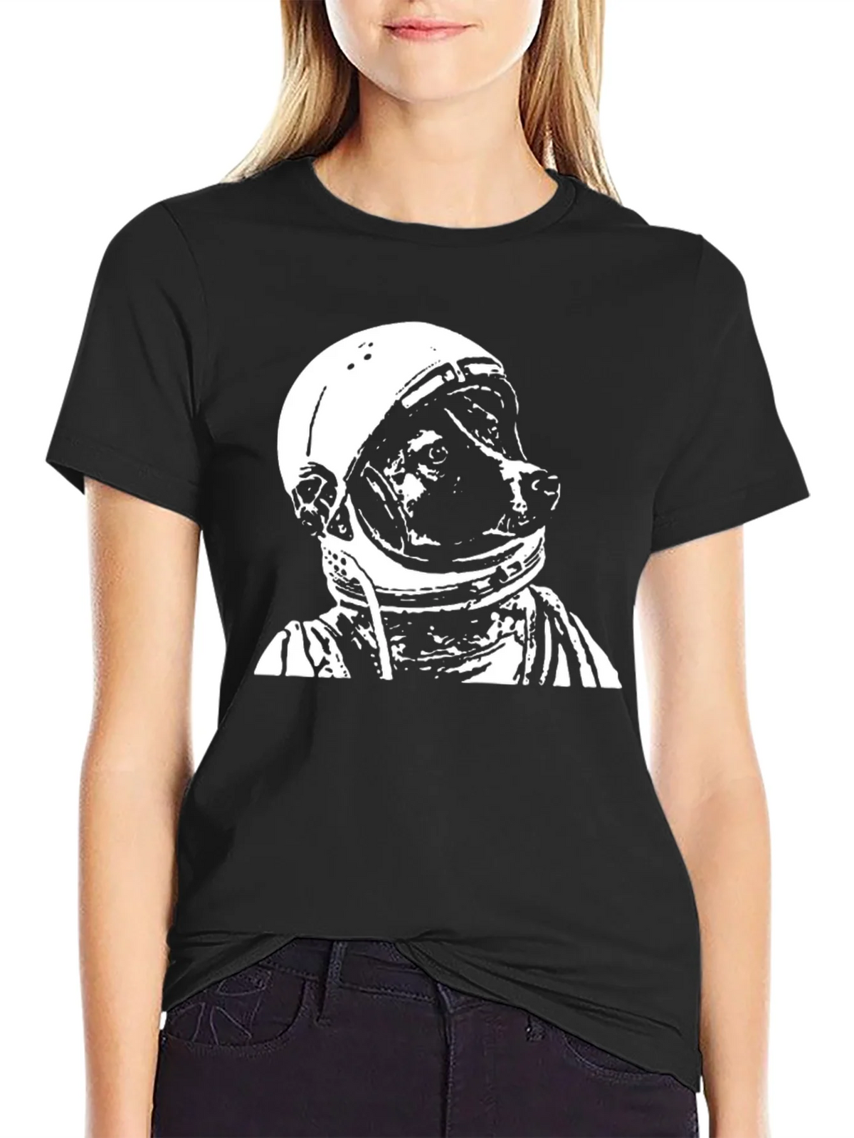 Dog Astronaut Graphic Black T-Shirt product image 2