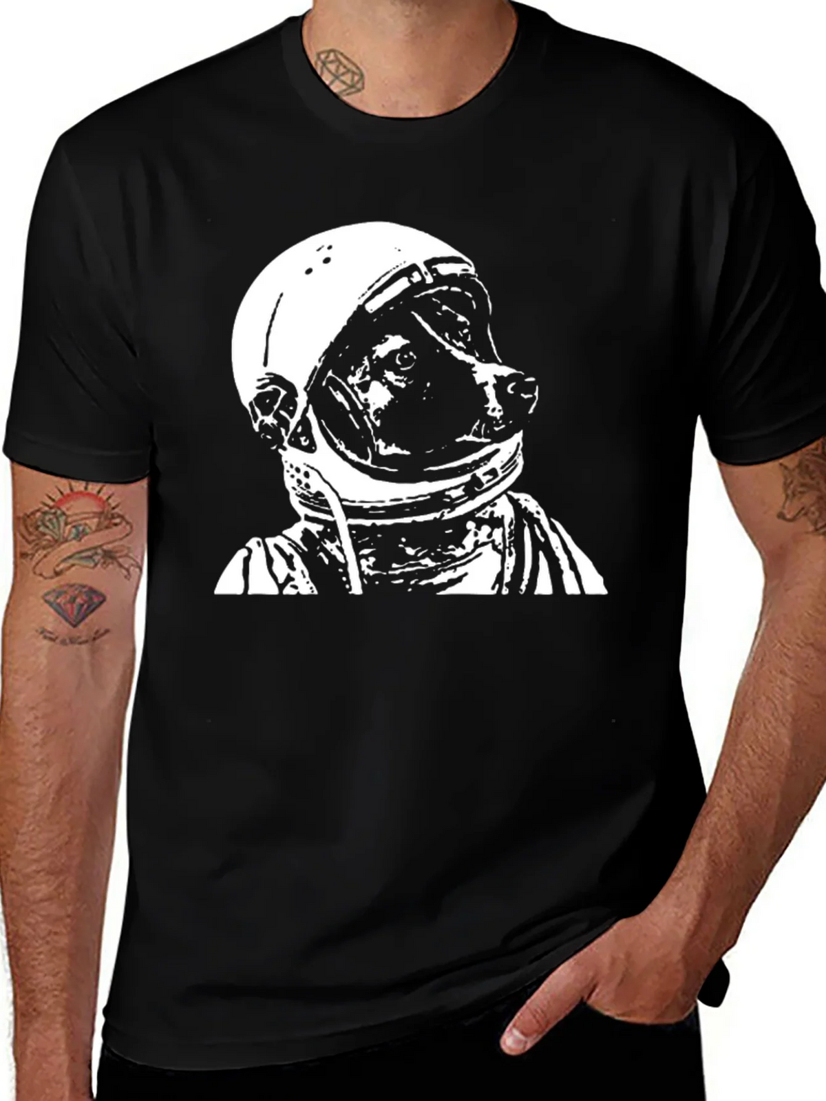 Dog Astronaut Graphic Black T-Shirt product image 1