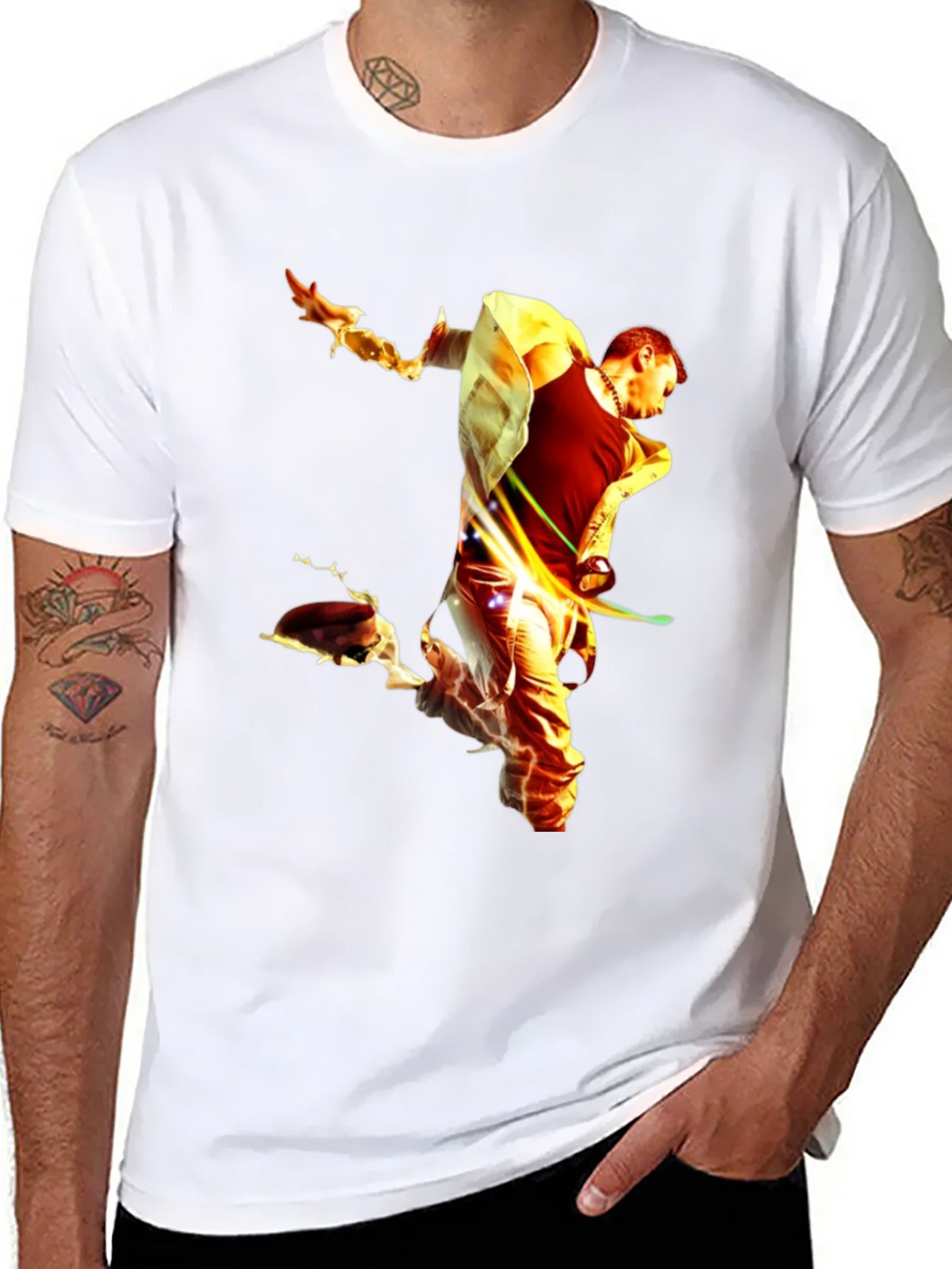 Fiery Man Graphic Black T-Shirt product image 7