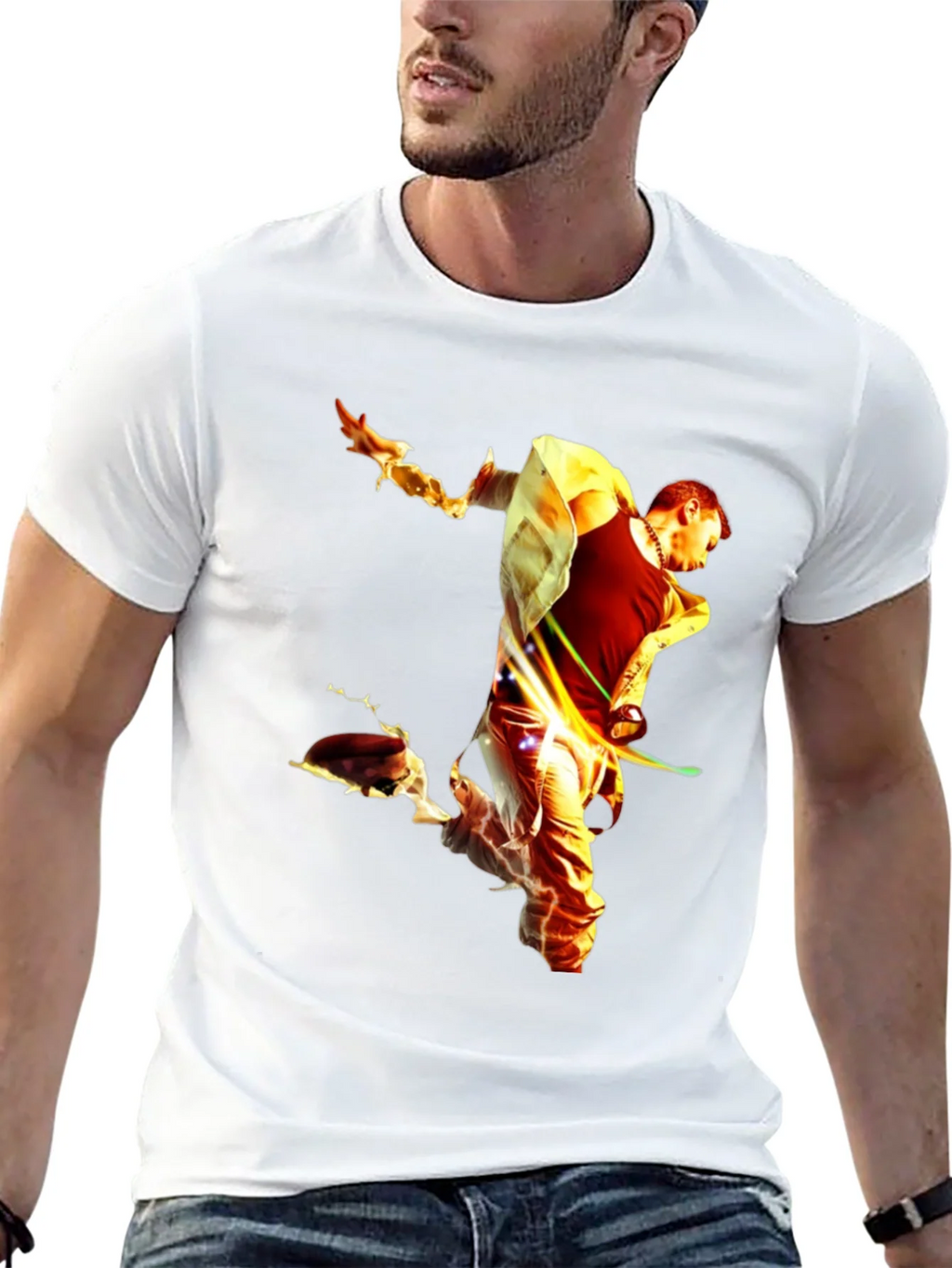 Fiery Man Graphic Black T-Shirt product image 12