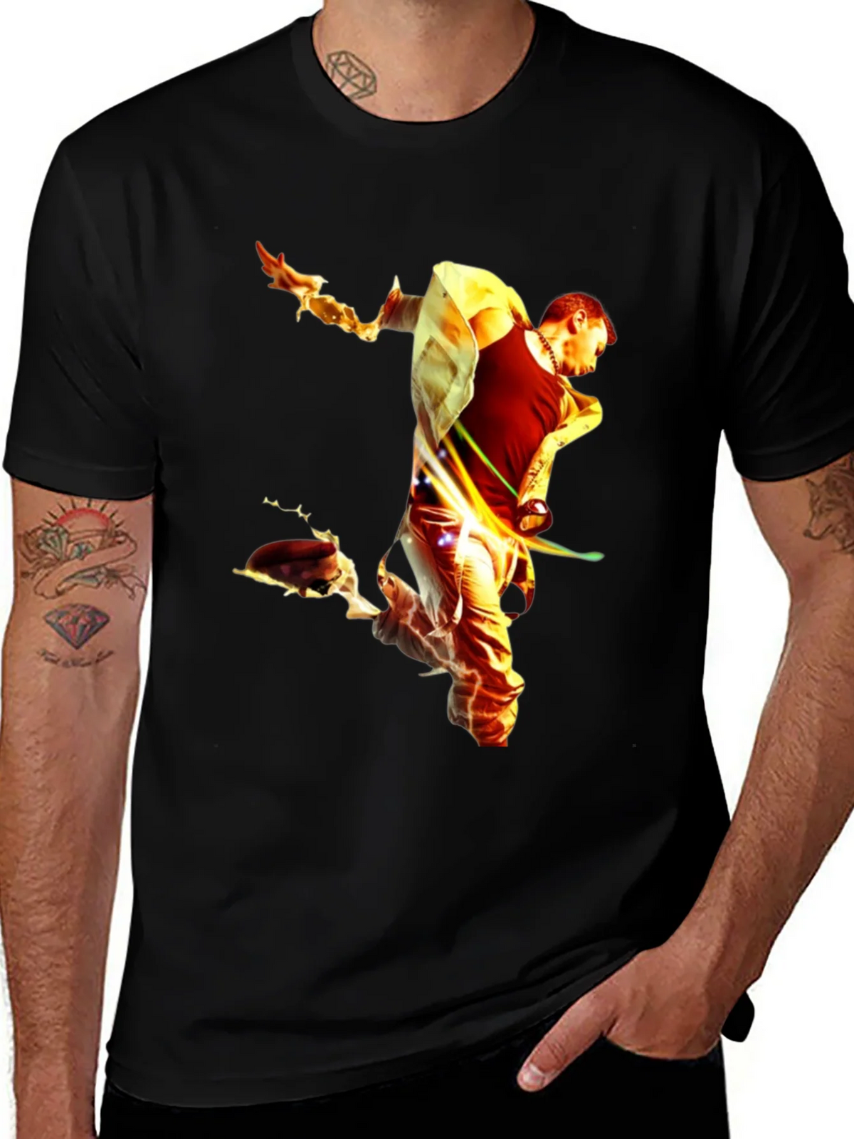 Fiery Man Graphic Black T-Shirt product image 1